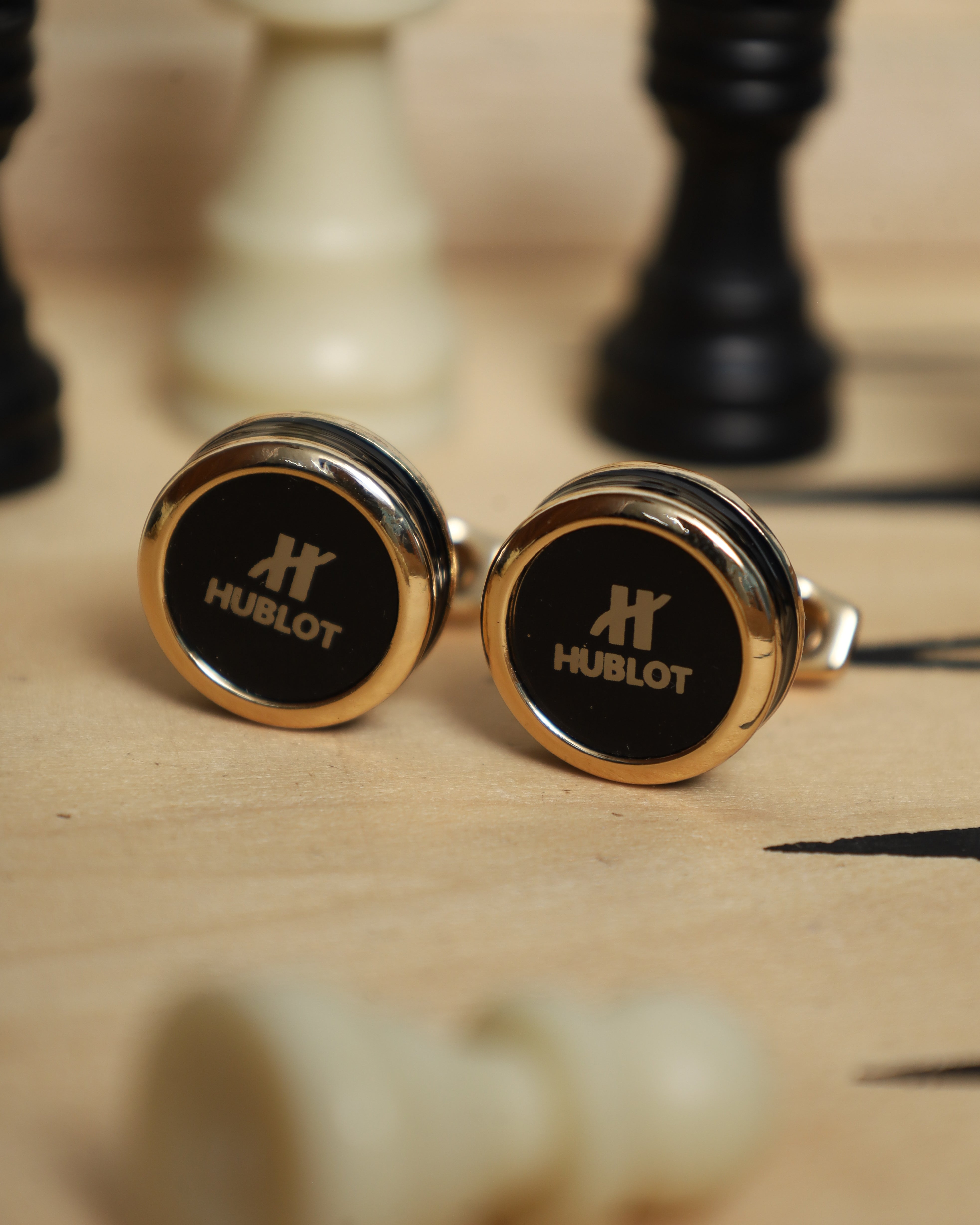 Gold & Black Round Cufflinks