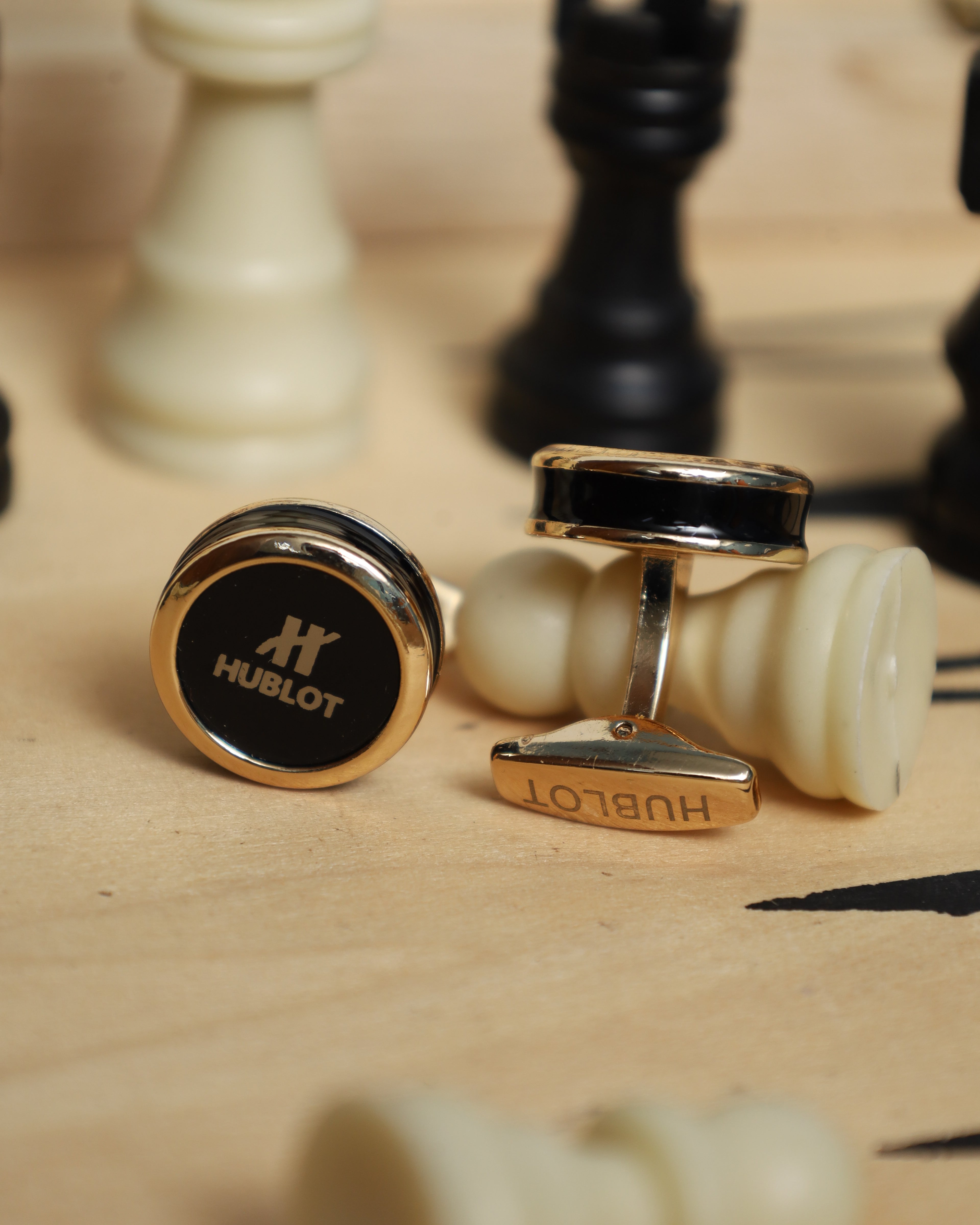 Gold & Black Round Cufflinks