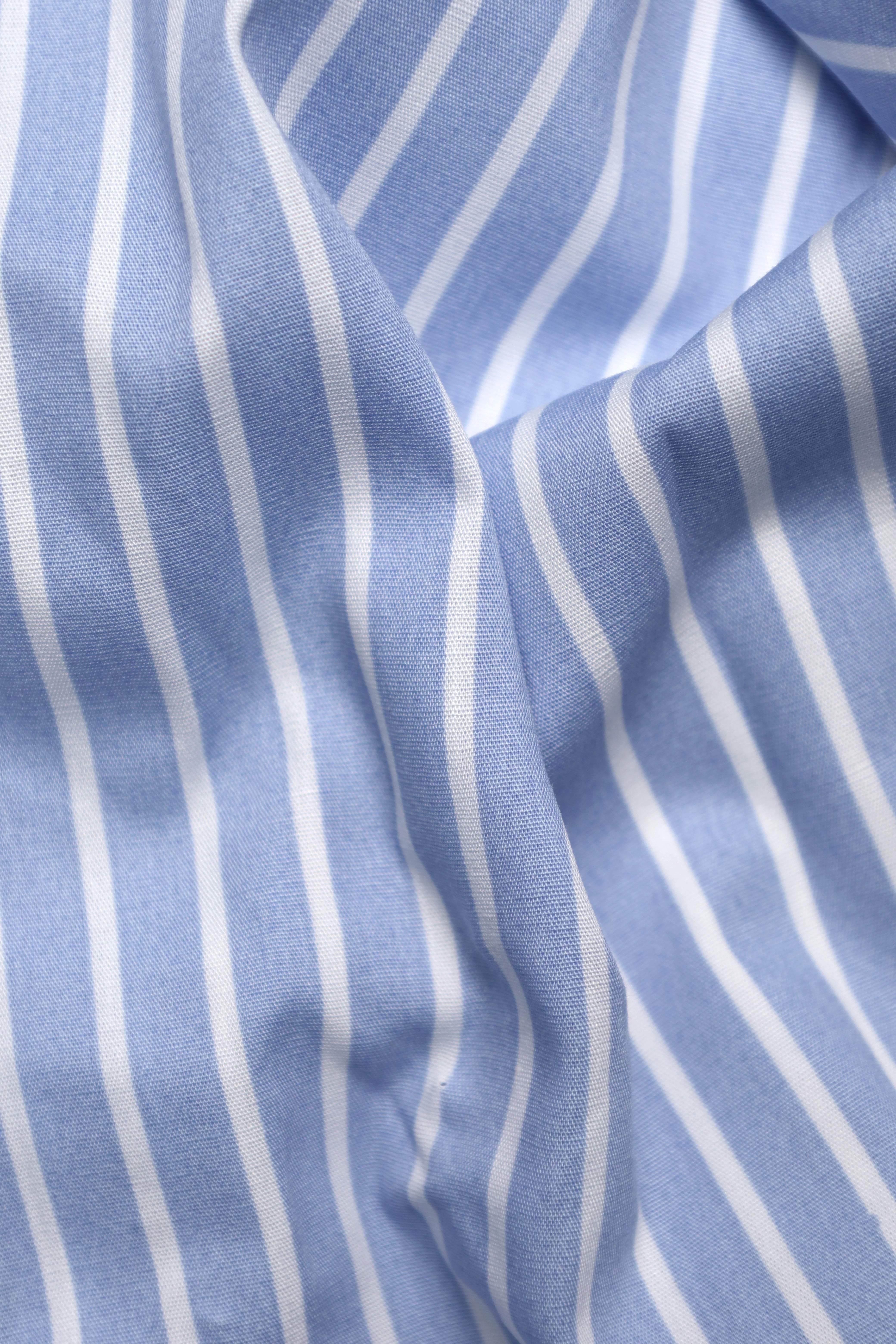 White Bold Stripe Blue Designer Shirt