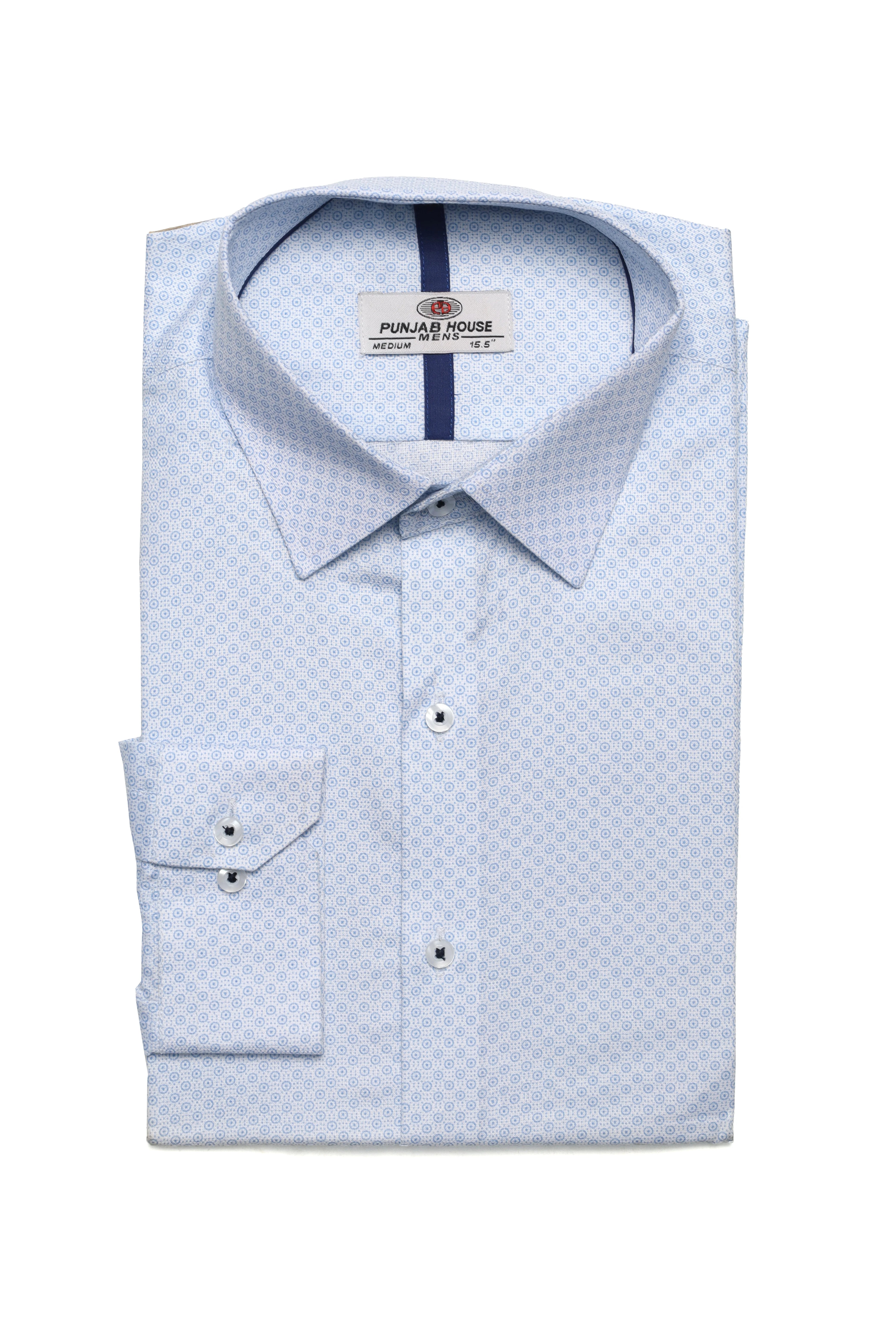 Micro-Pattern Light Blue Designer Shirt