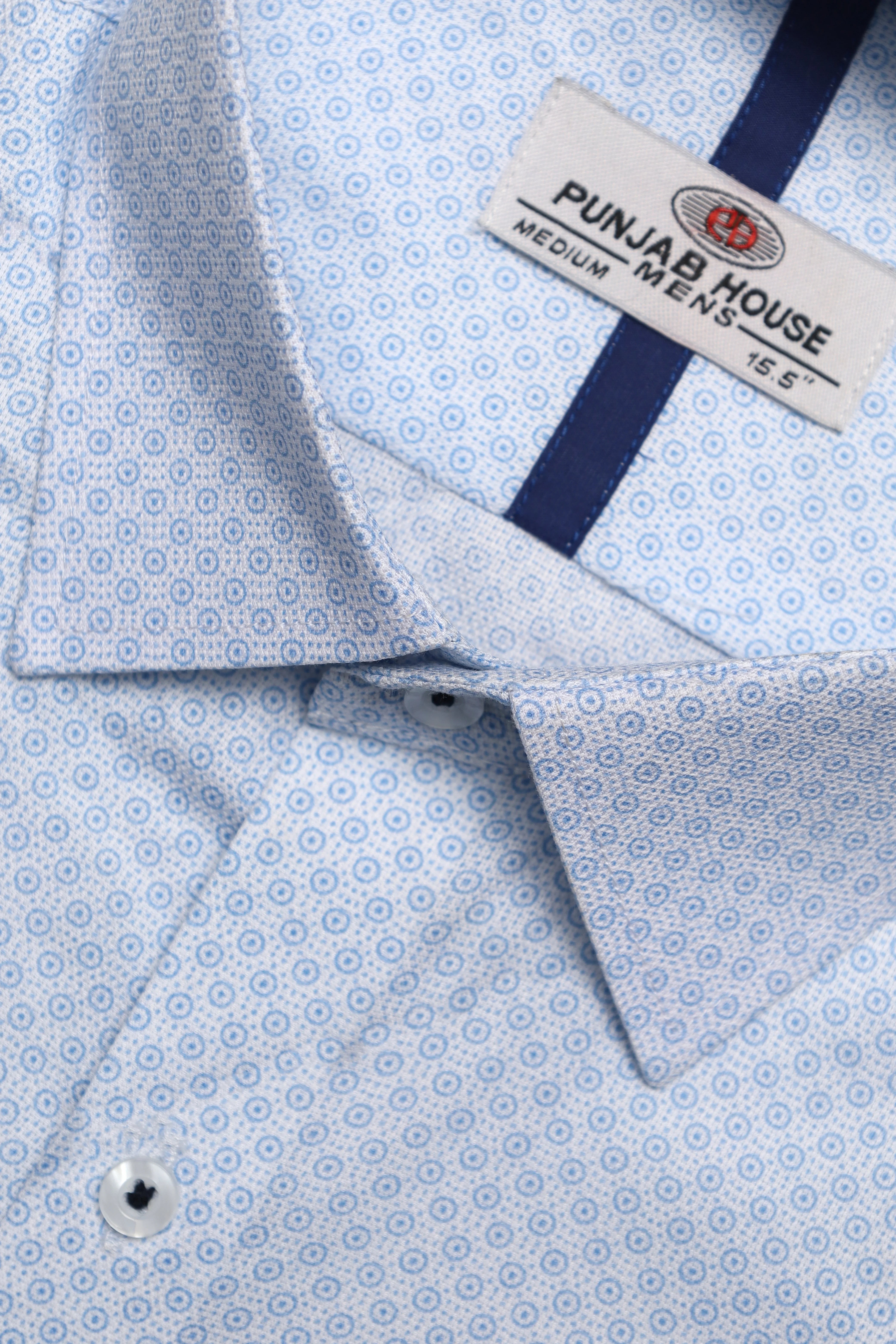 Micro-Pattern Light Blue Designer Shirt