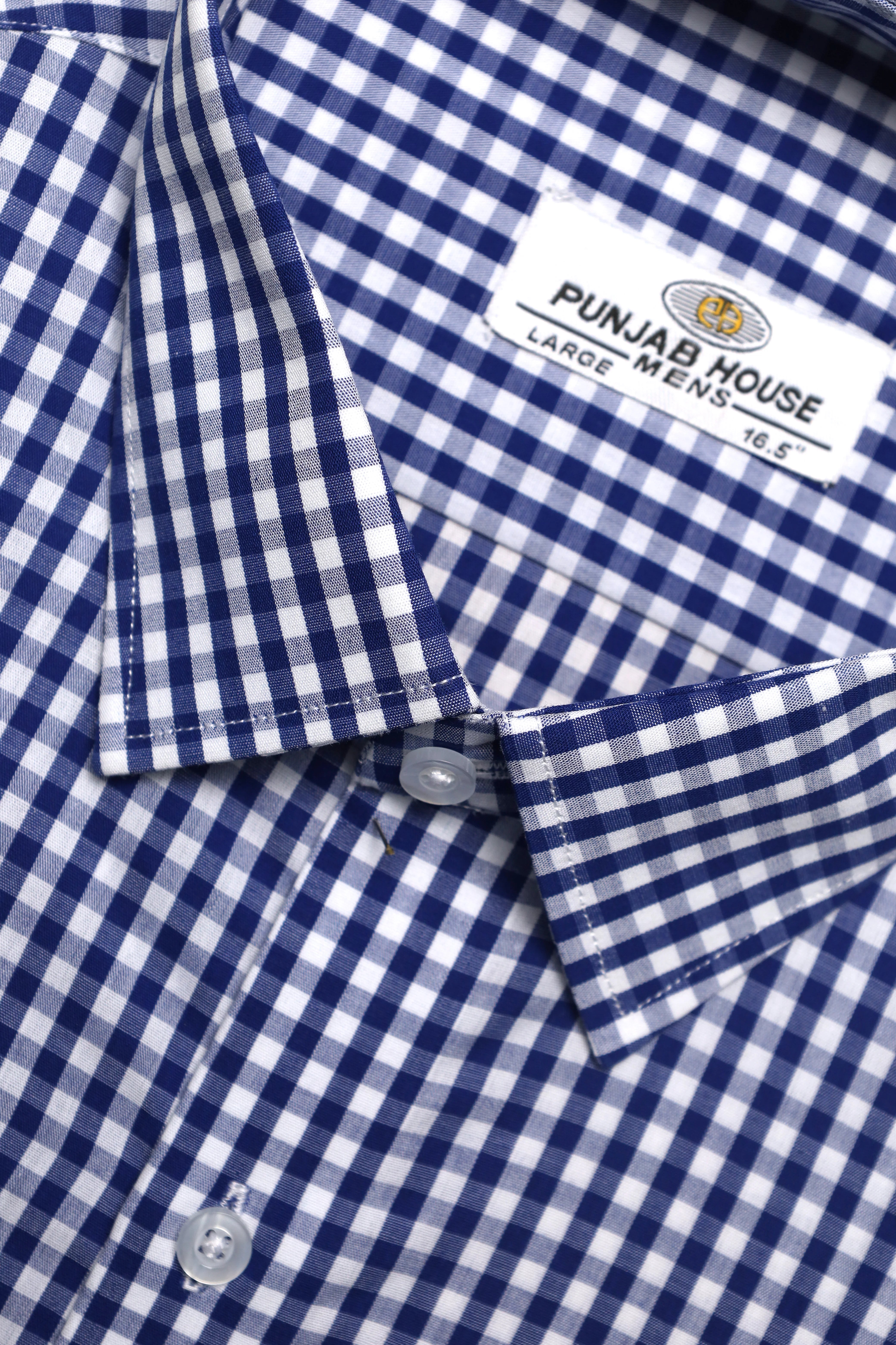 White Bold Stripe Dark Blue Check Formal Shirt