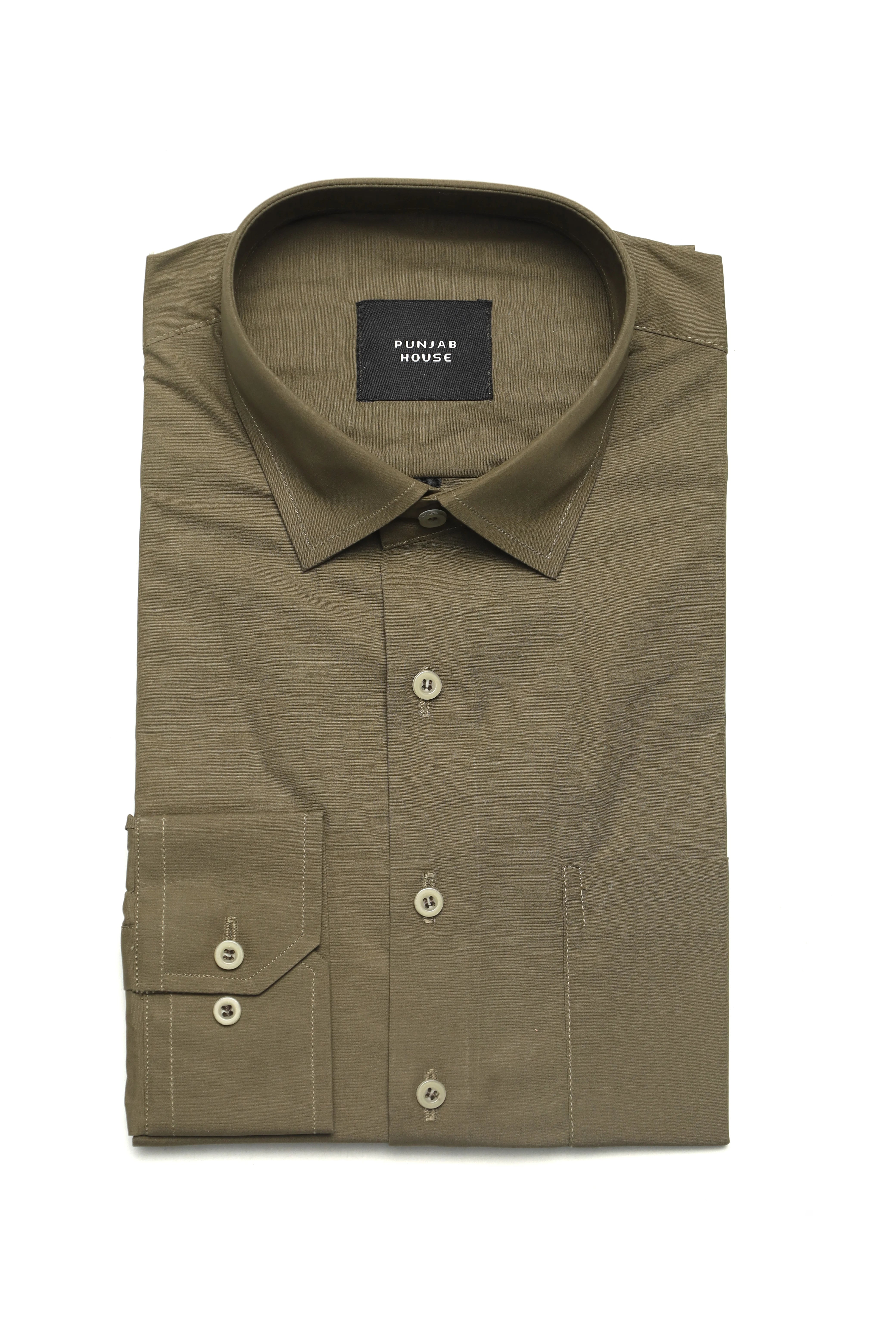 Kaki Formal Plain Shirt