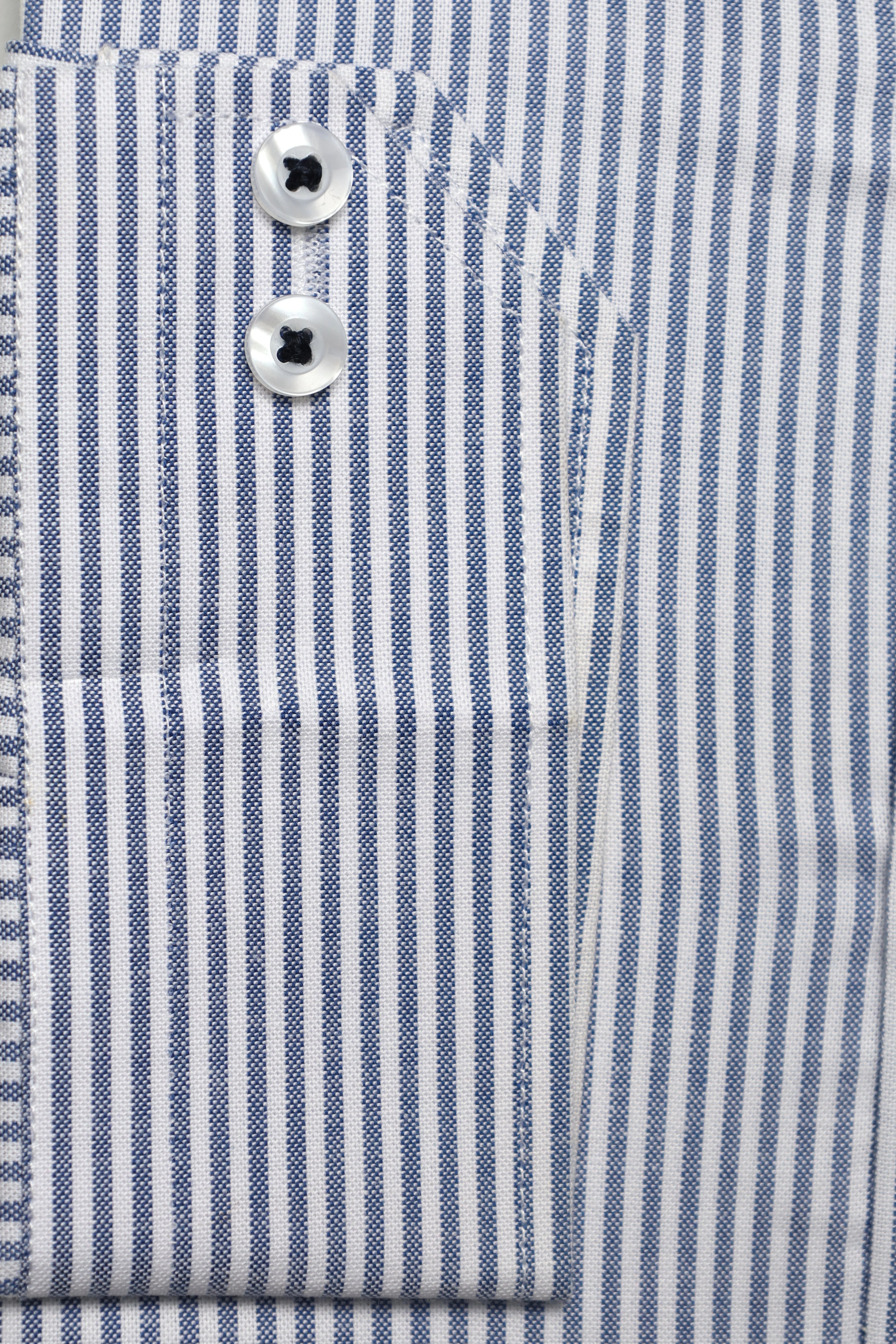 Pinstripe Shirt with Contrast White Collar