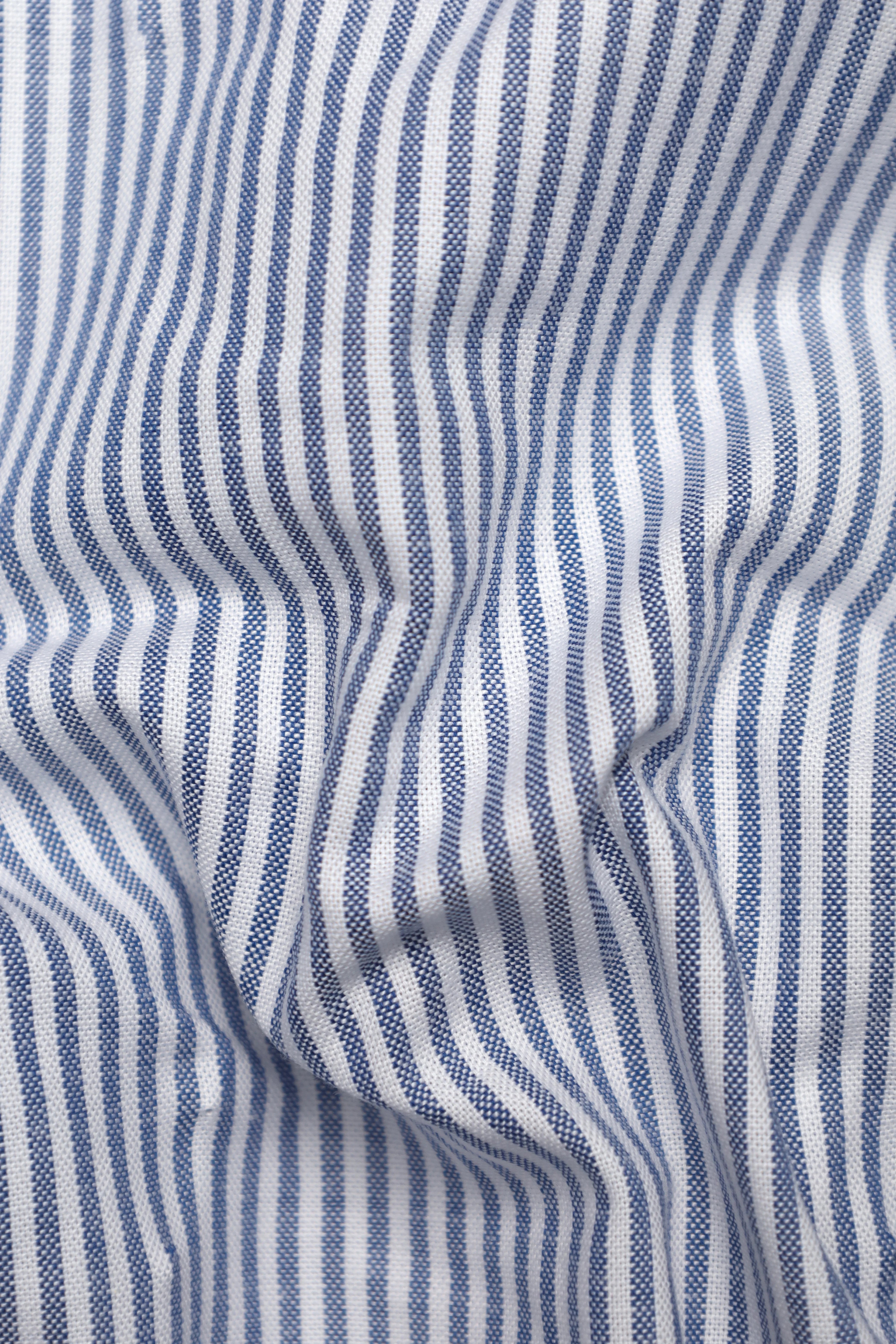 Pinstripe Shirt with Contrast White Collar