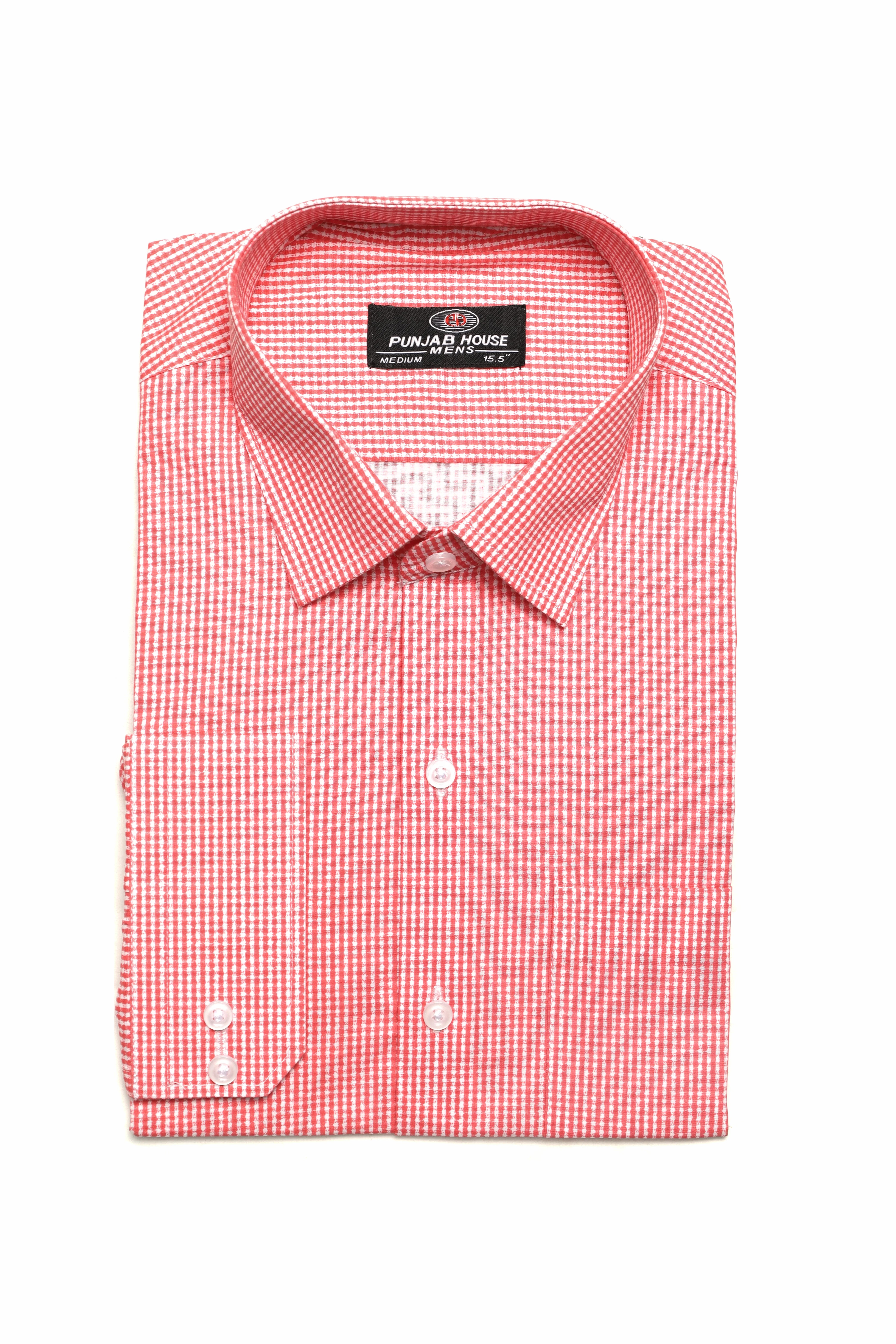 Punjab House Salmon Pink-Check Shirt