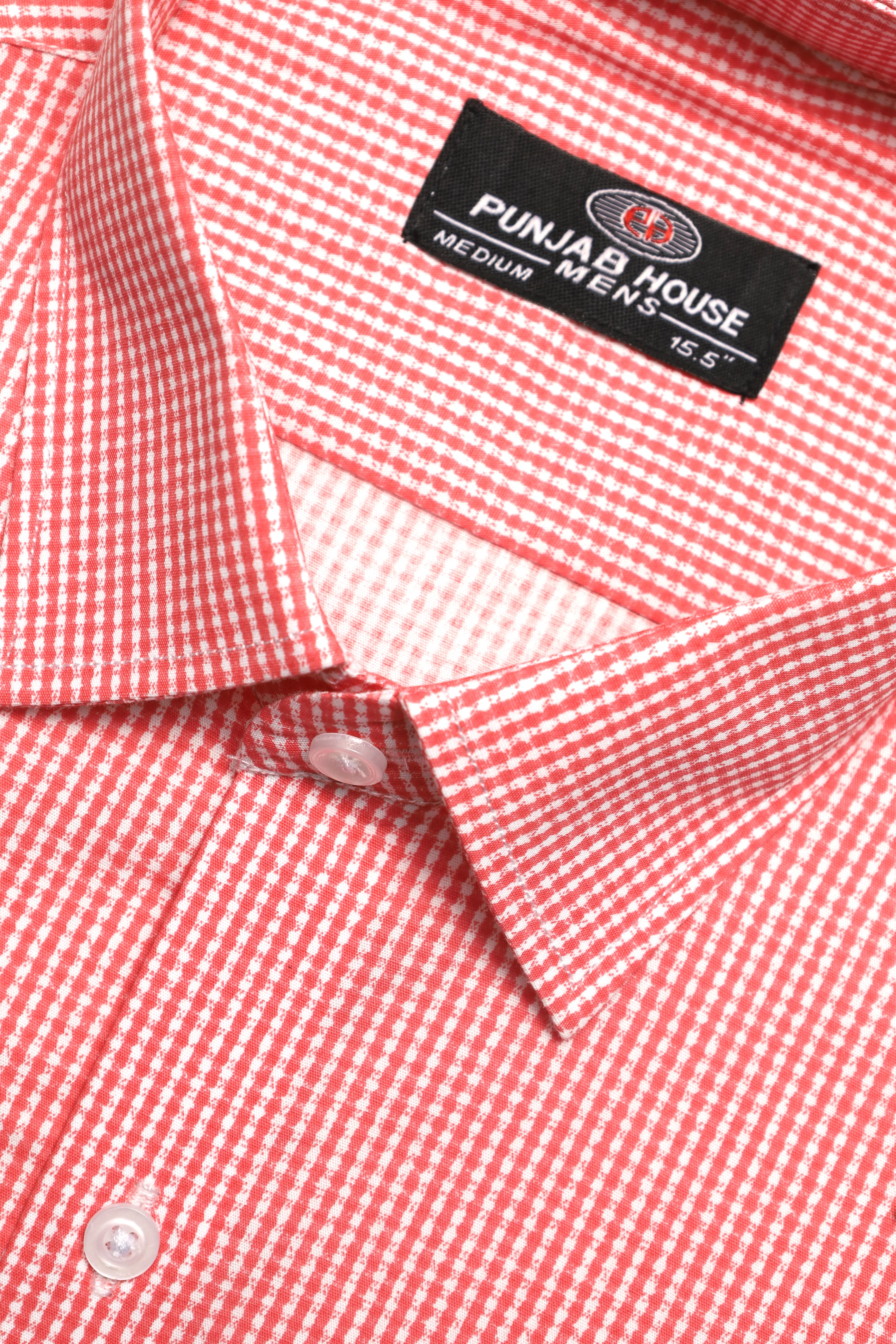 Punjab House Salmon Pink-Check Shirt