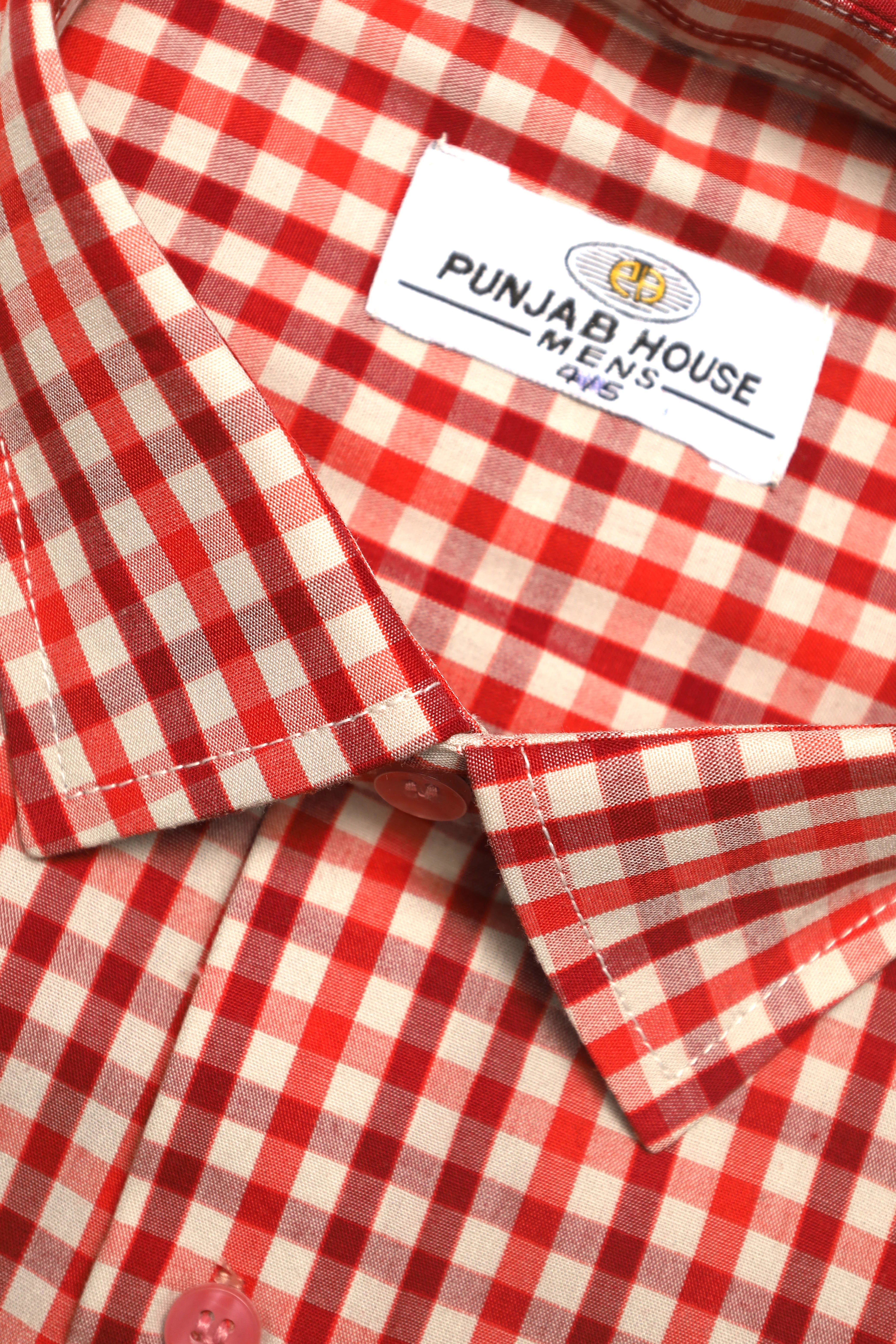 Punjab House Classic Red Gingham Formal Check Shirt