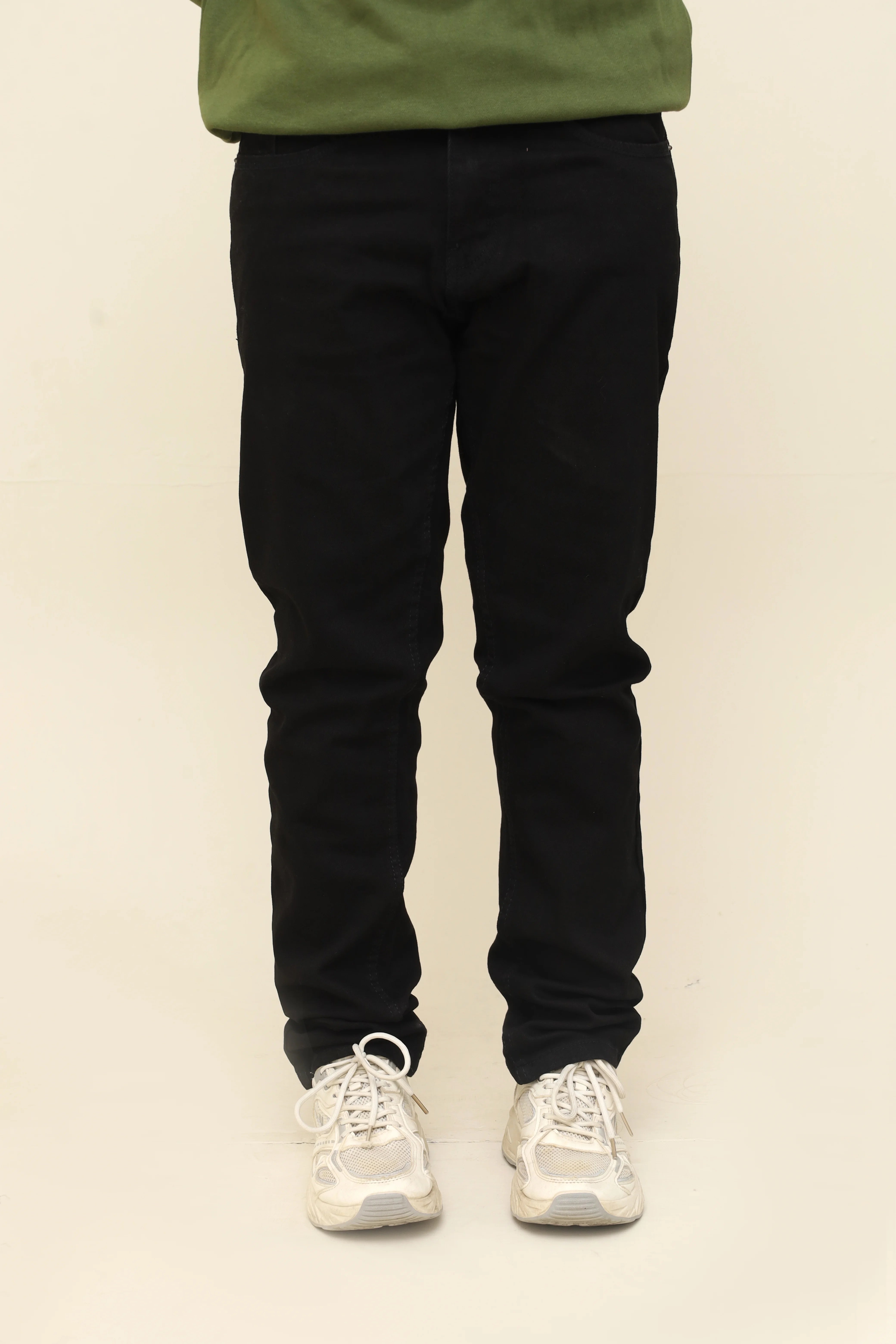 Classic Black Straight Leg Trousers / Black Denim