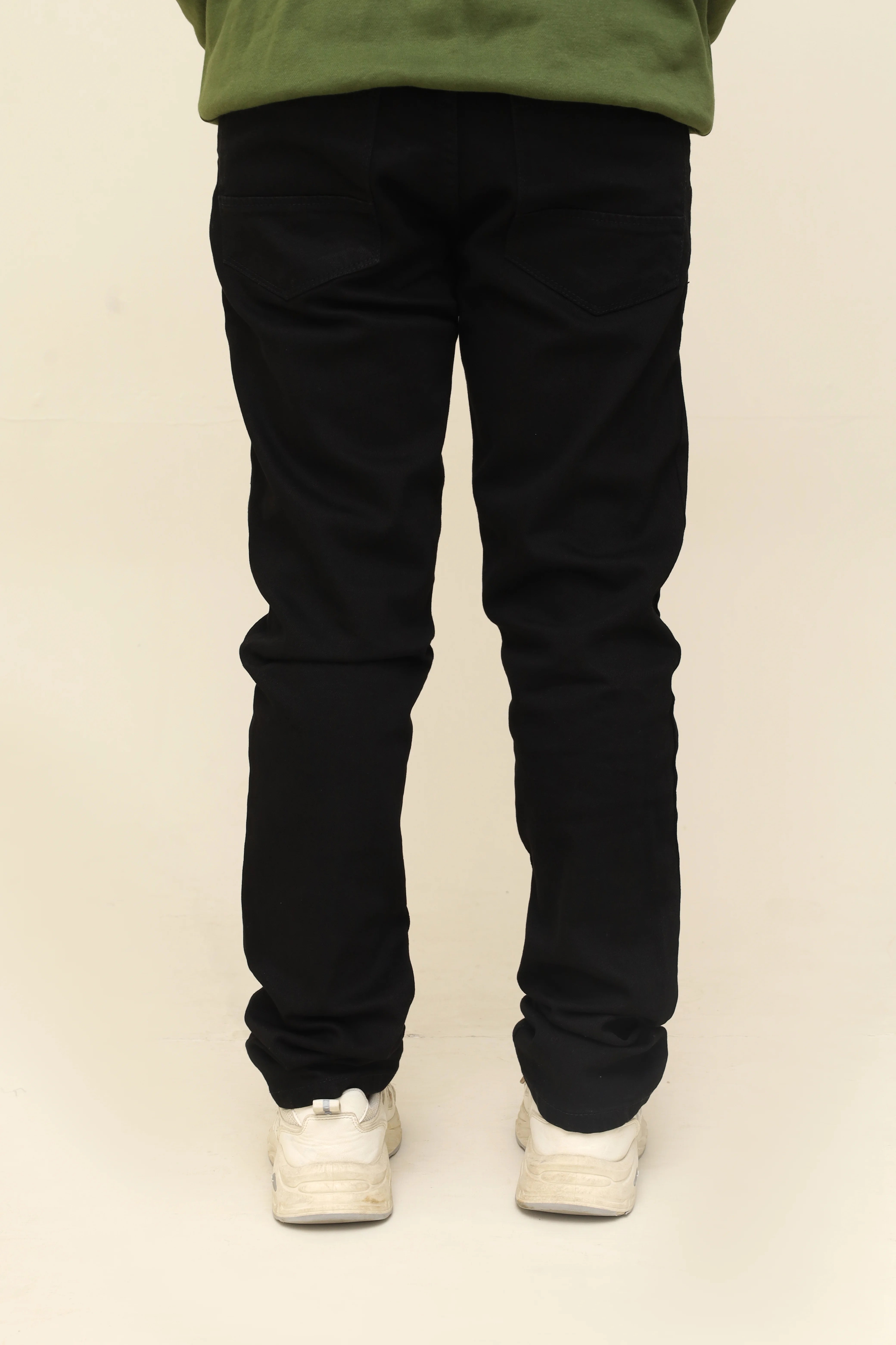Classic Black Straight Leg Trousers / Black Denim