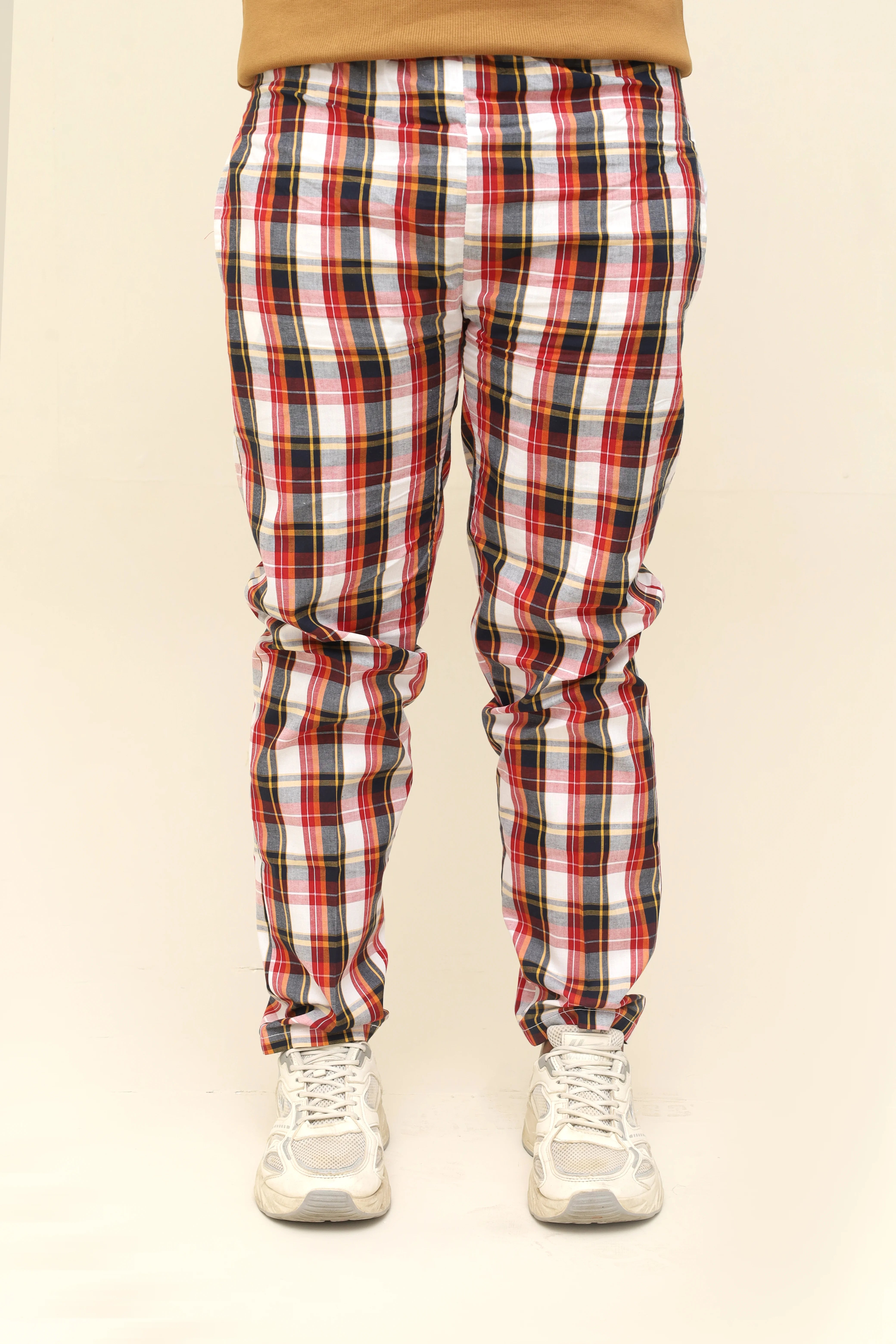 Men's Classic Tartan Plaid Red Night Trousers