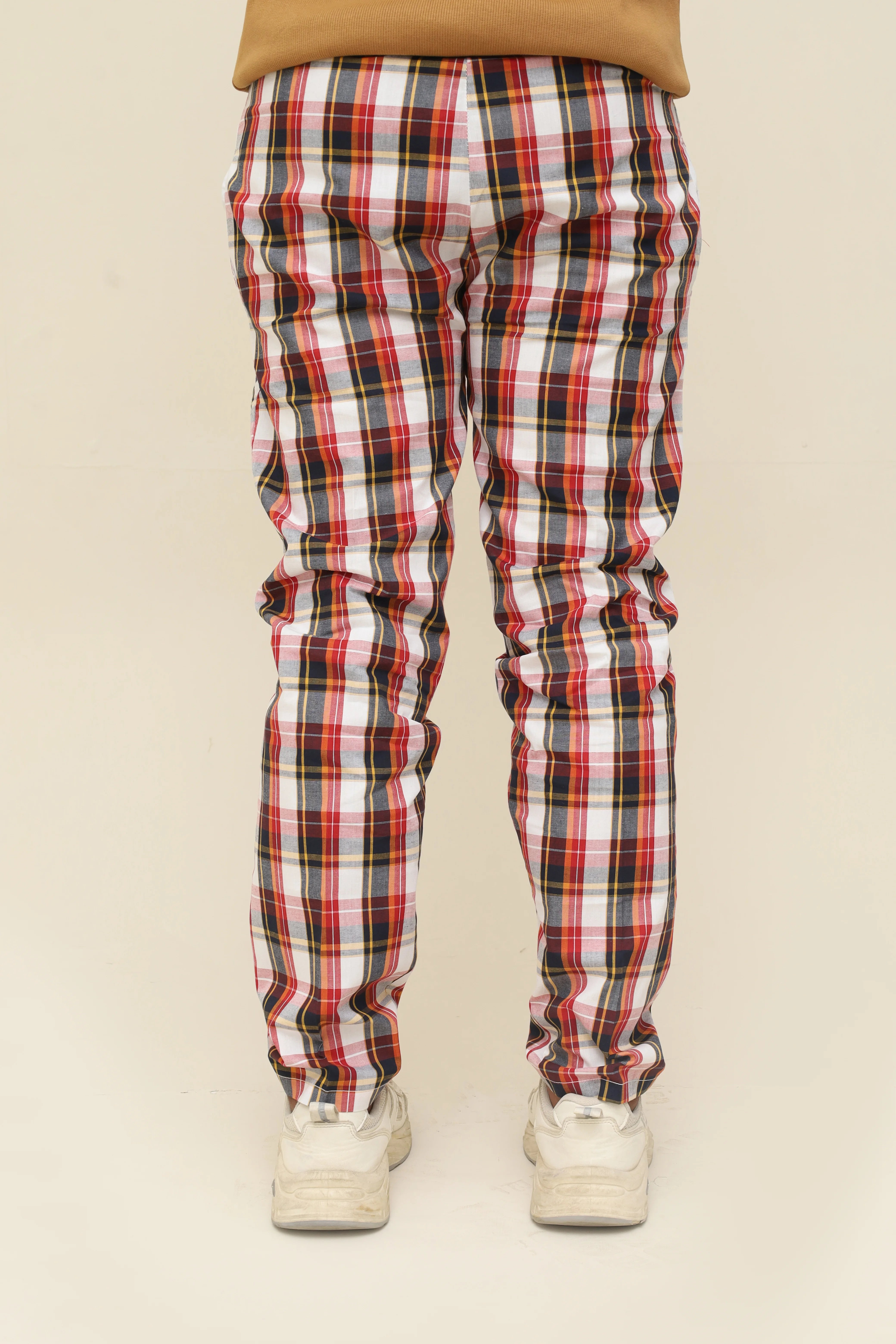 Men's Classic Tartan Plaid Red Night Trousers