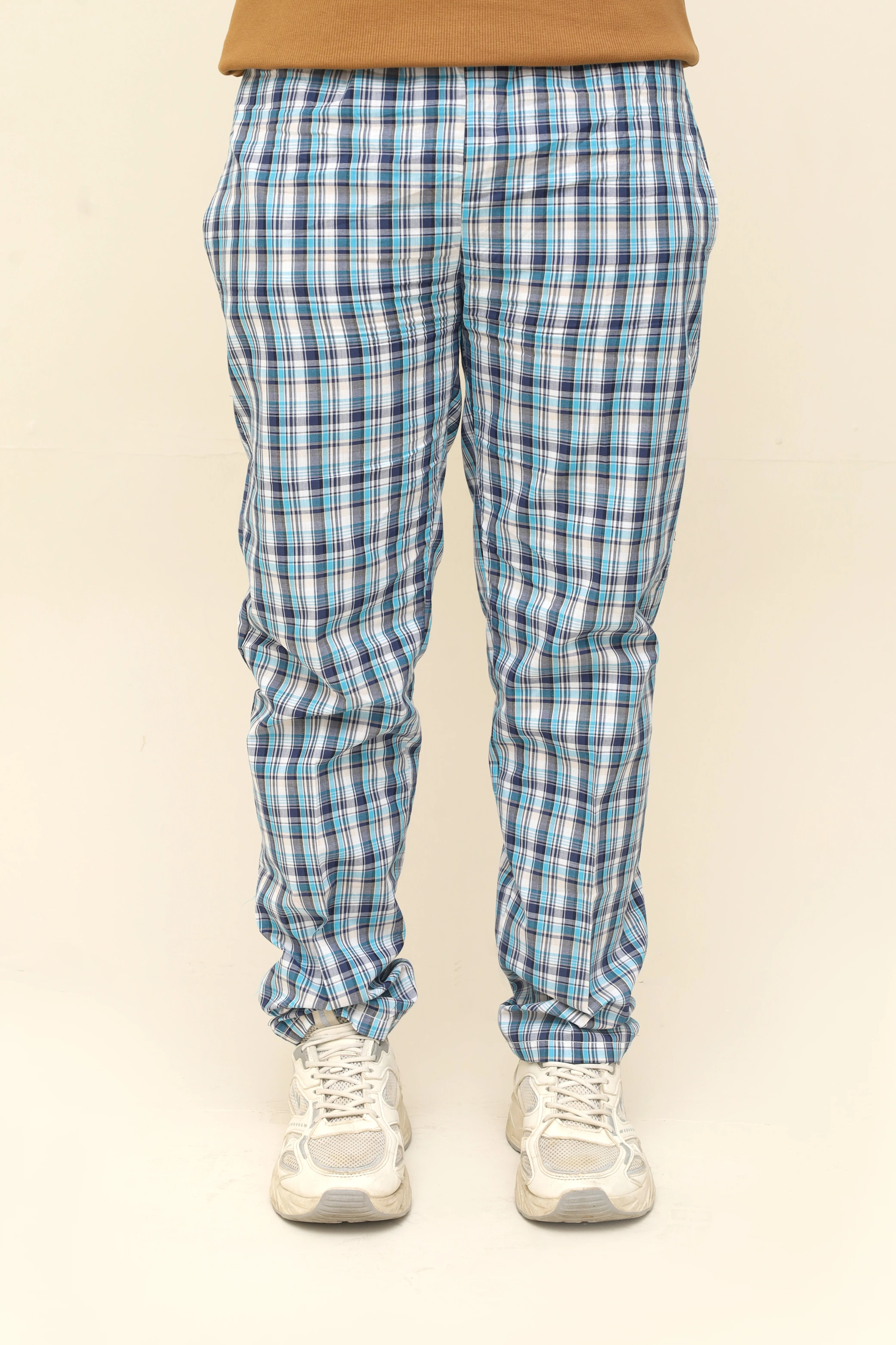 Men's Classic Tartan Plaid Blue Night Trousers