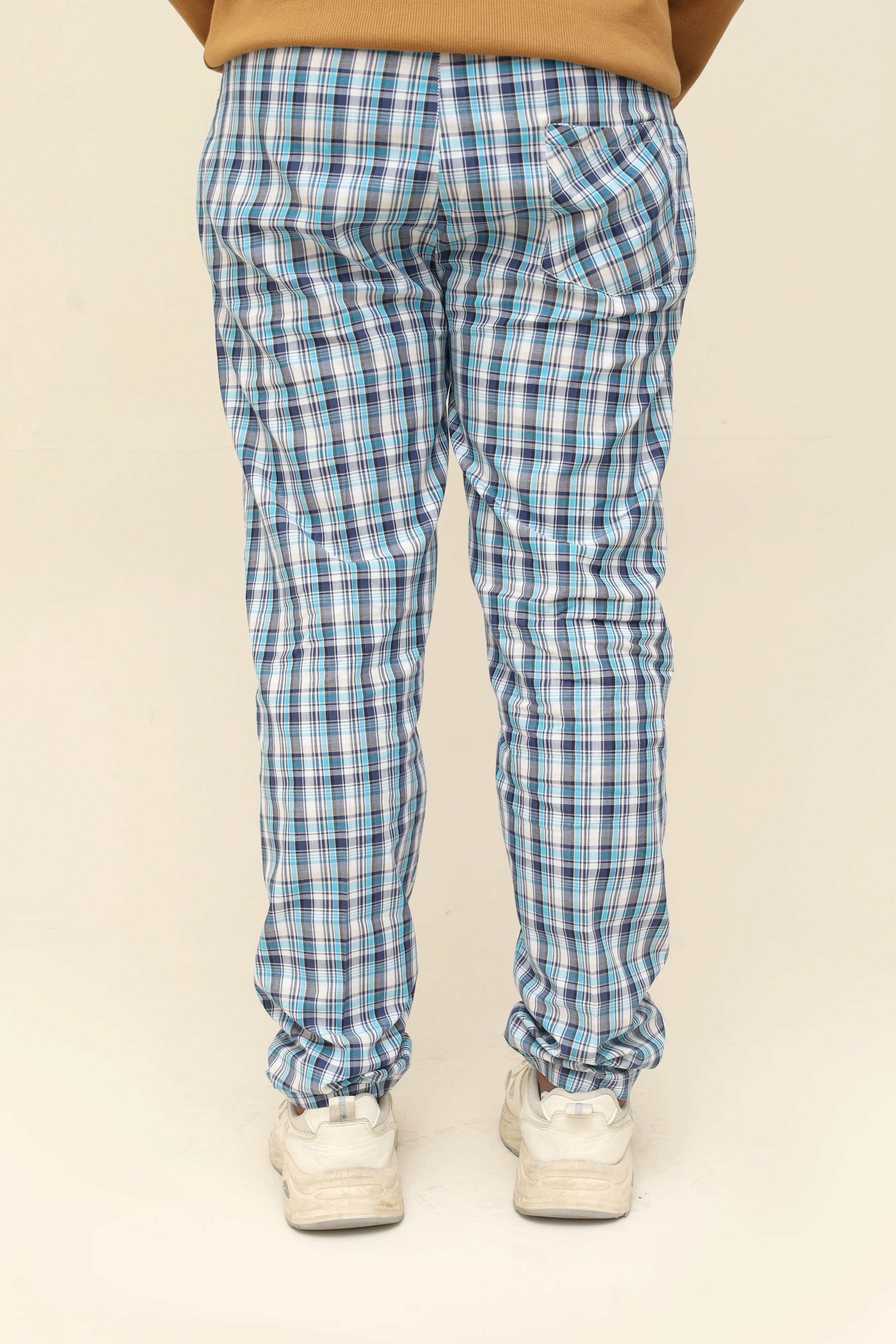 Men's Classic Tartan Plaid Blue Night Trousers
