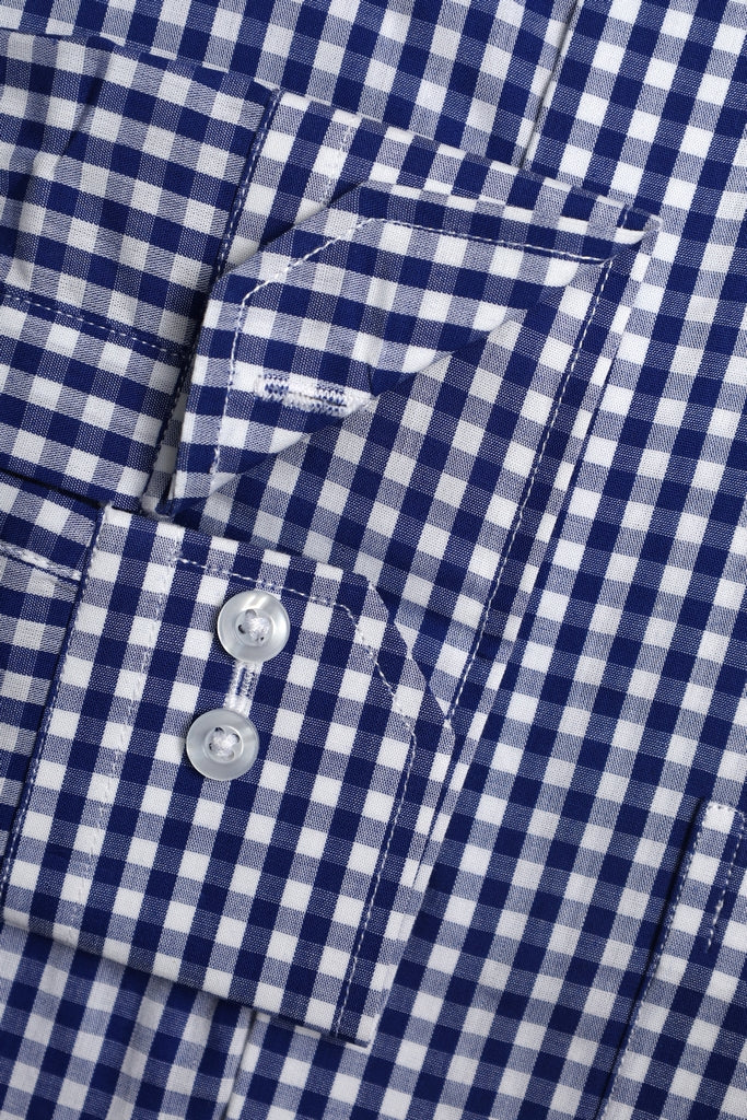White Bold Stripe Dark Blue Check Formal Shirt