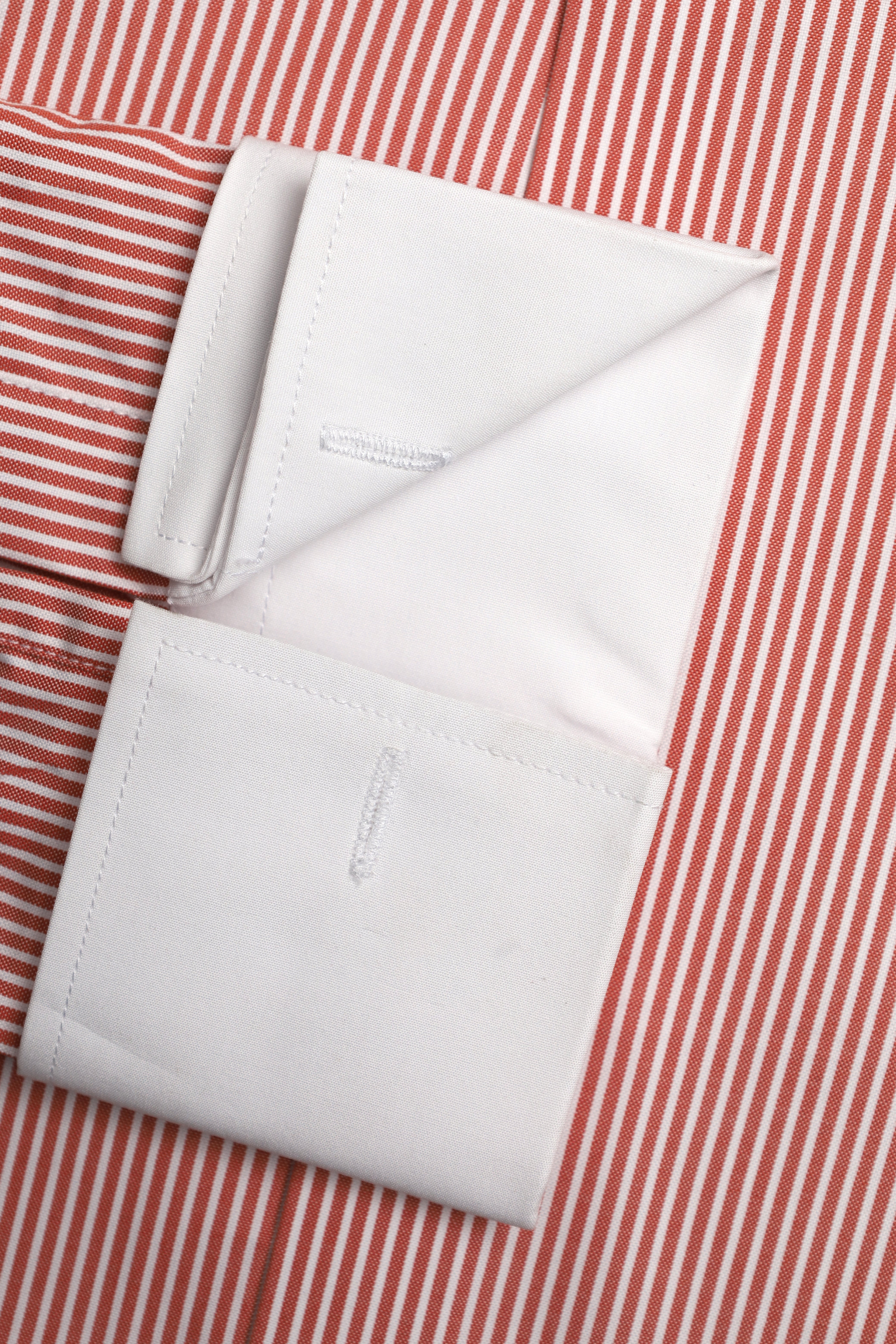 Pinstripe Shirt with Contrast Collar & Double Cuff