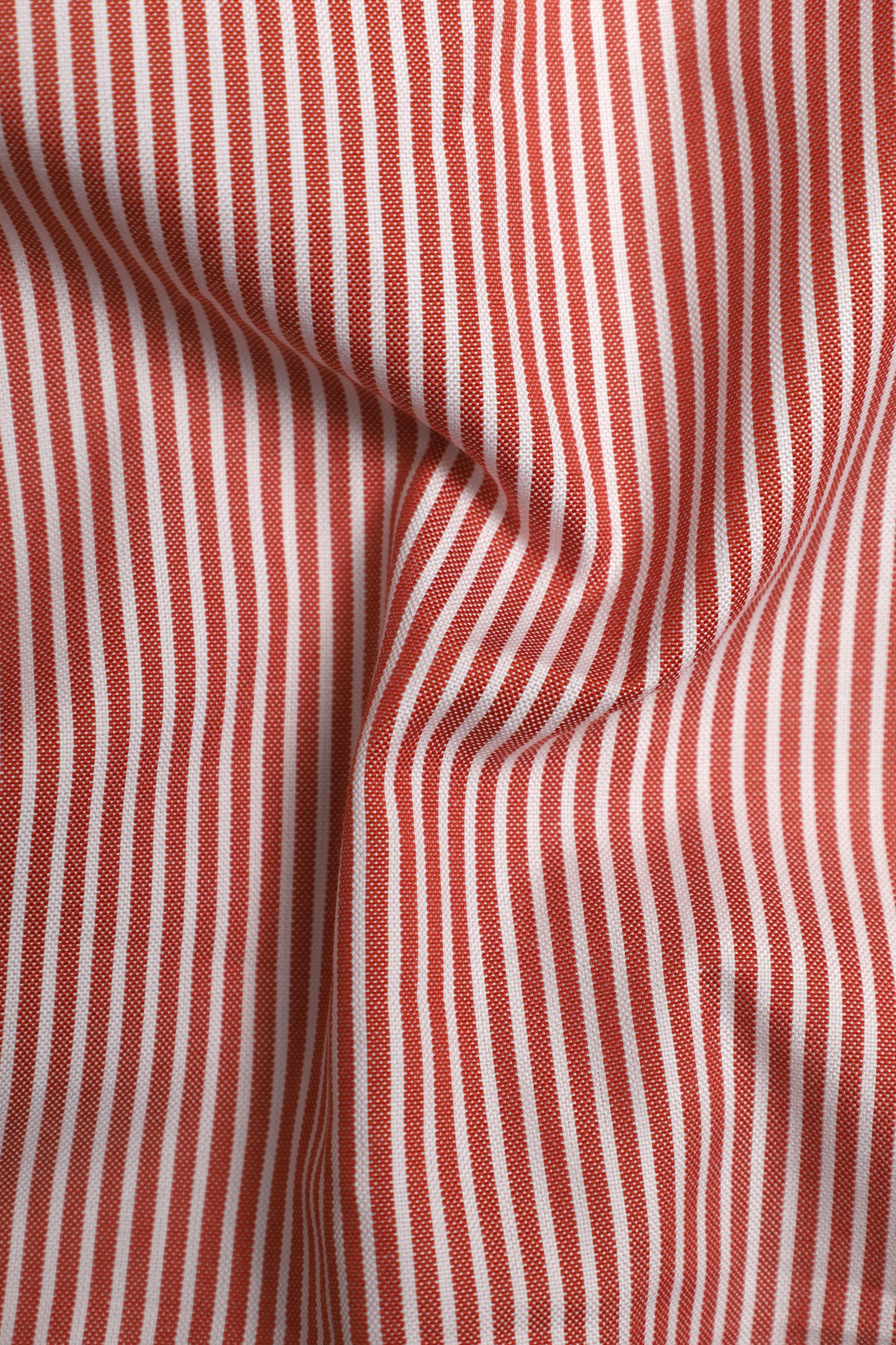 Pinstripe Shirt with Contrast Collar & Double Cuff