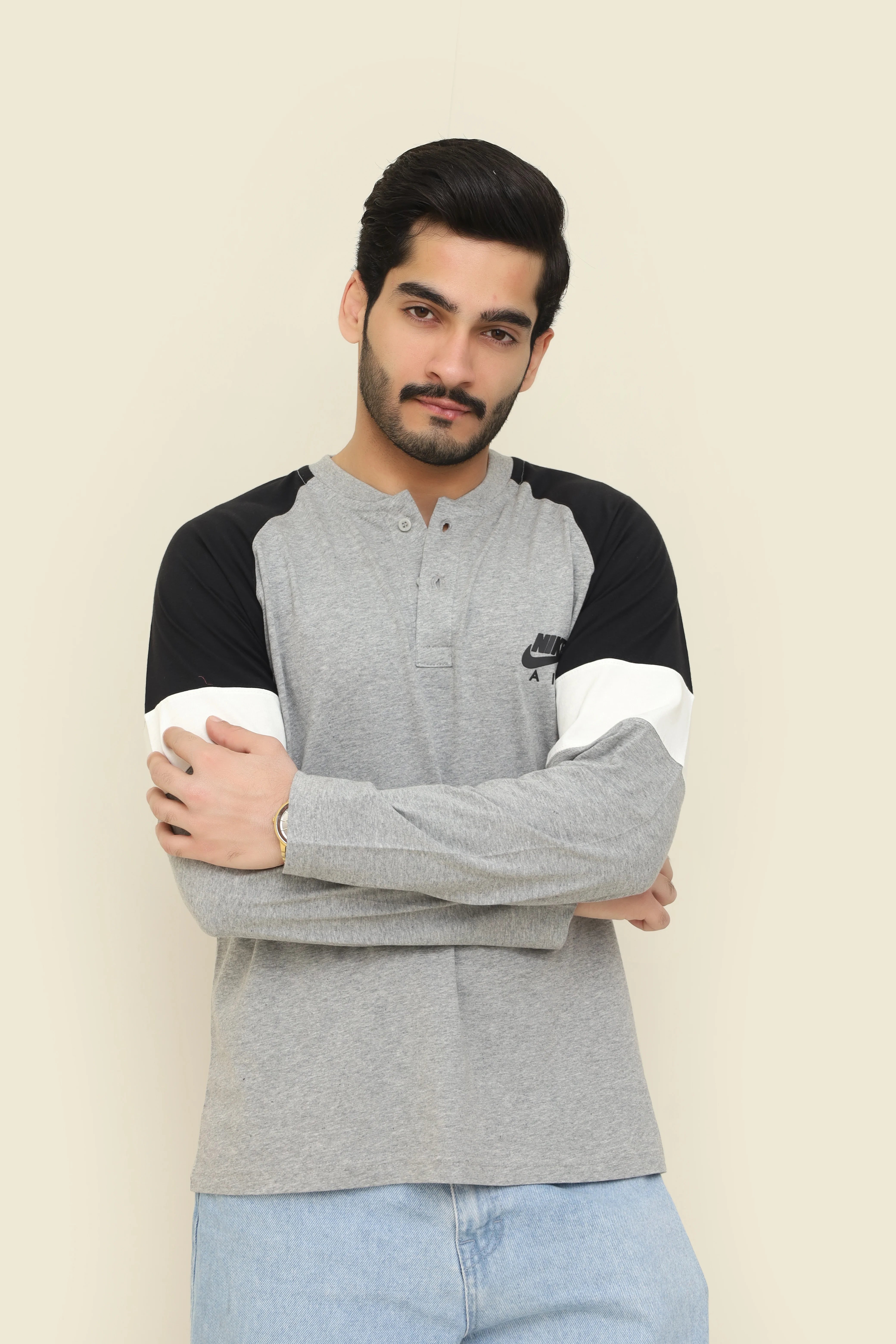 Nike Air Color Block Long Sleeve Polo T-Shirt