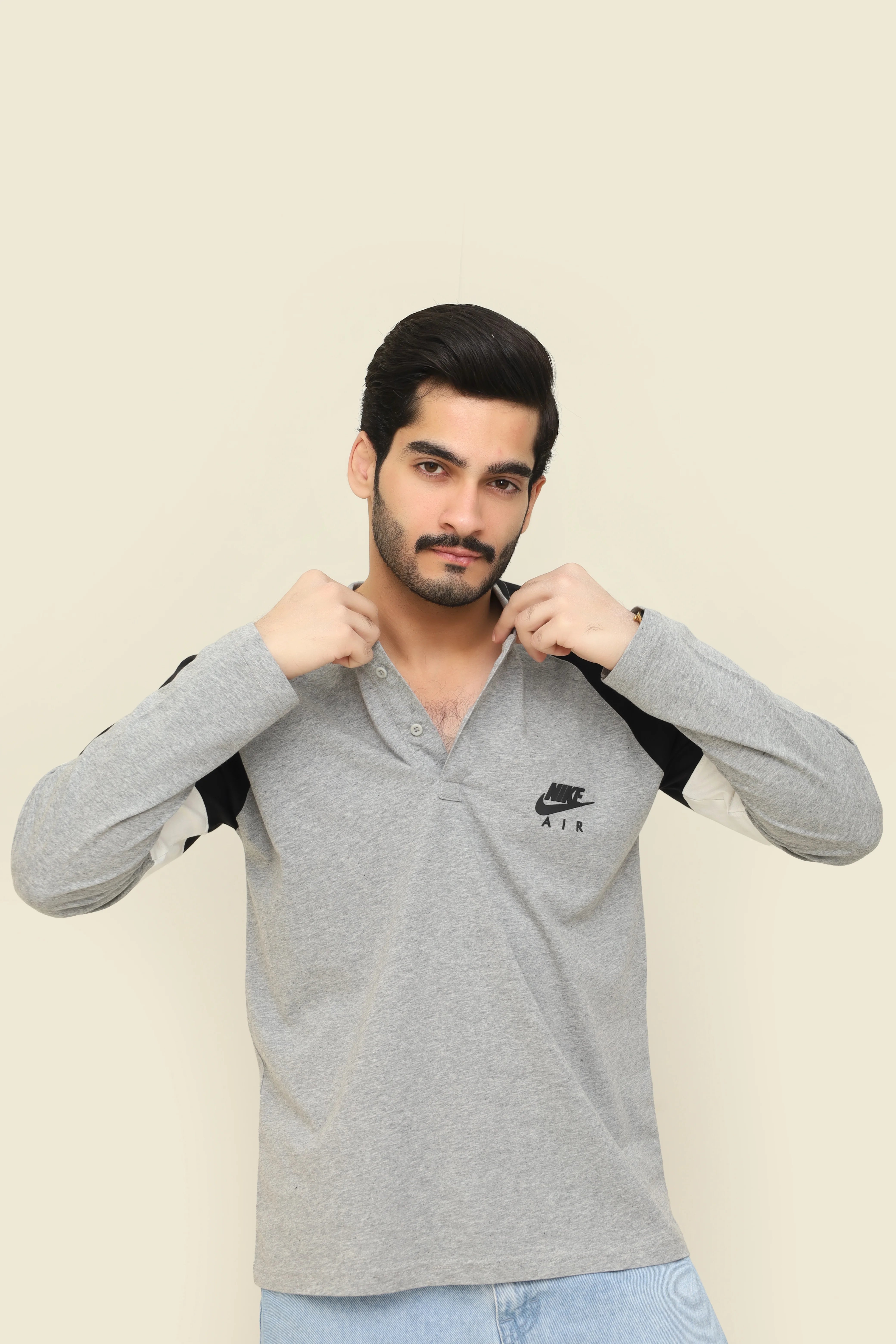 Nike Air Color Block Long Sleeve Polo T-Shirt