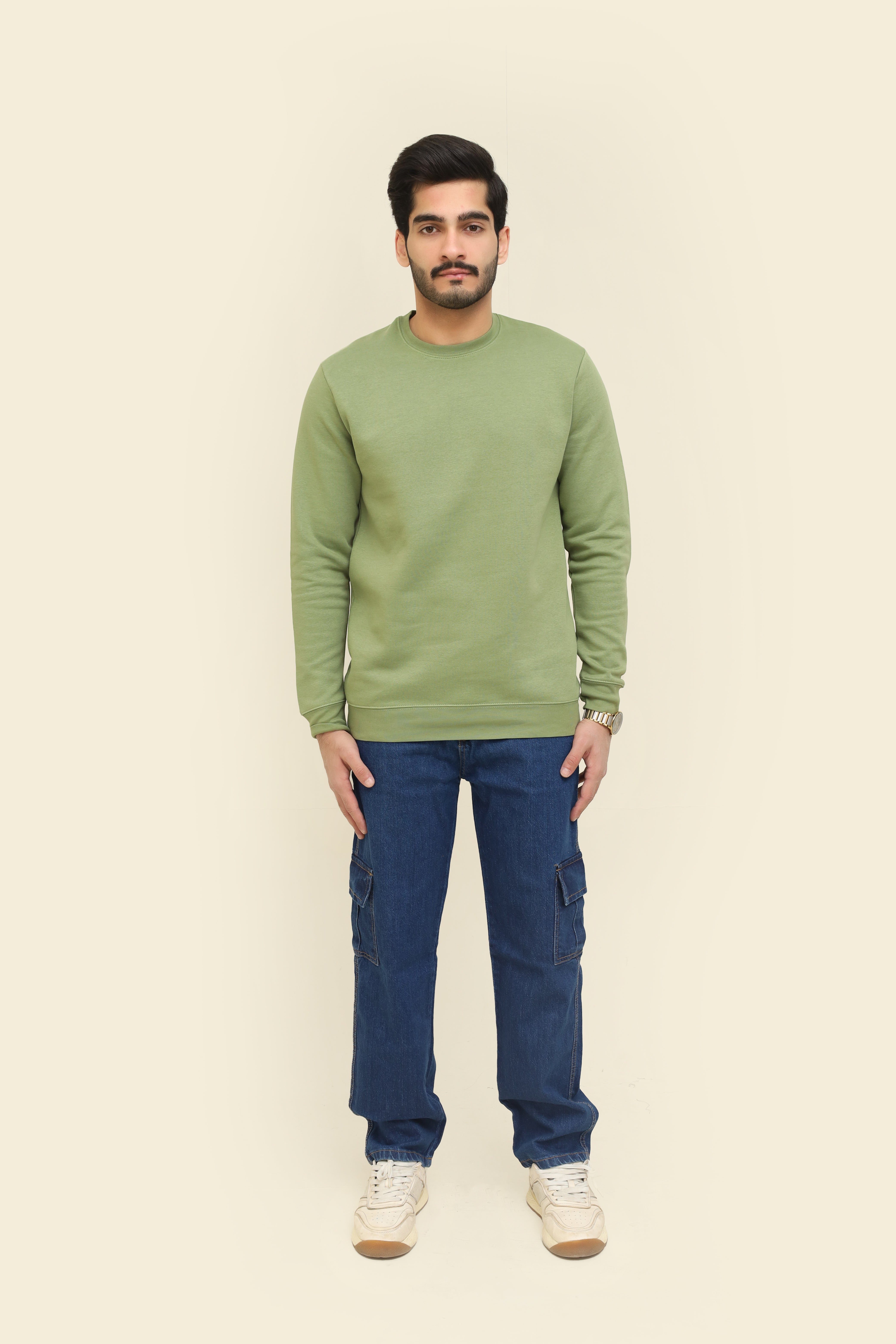 Relaxed Fit Blue Denim Cargo Jeans