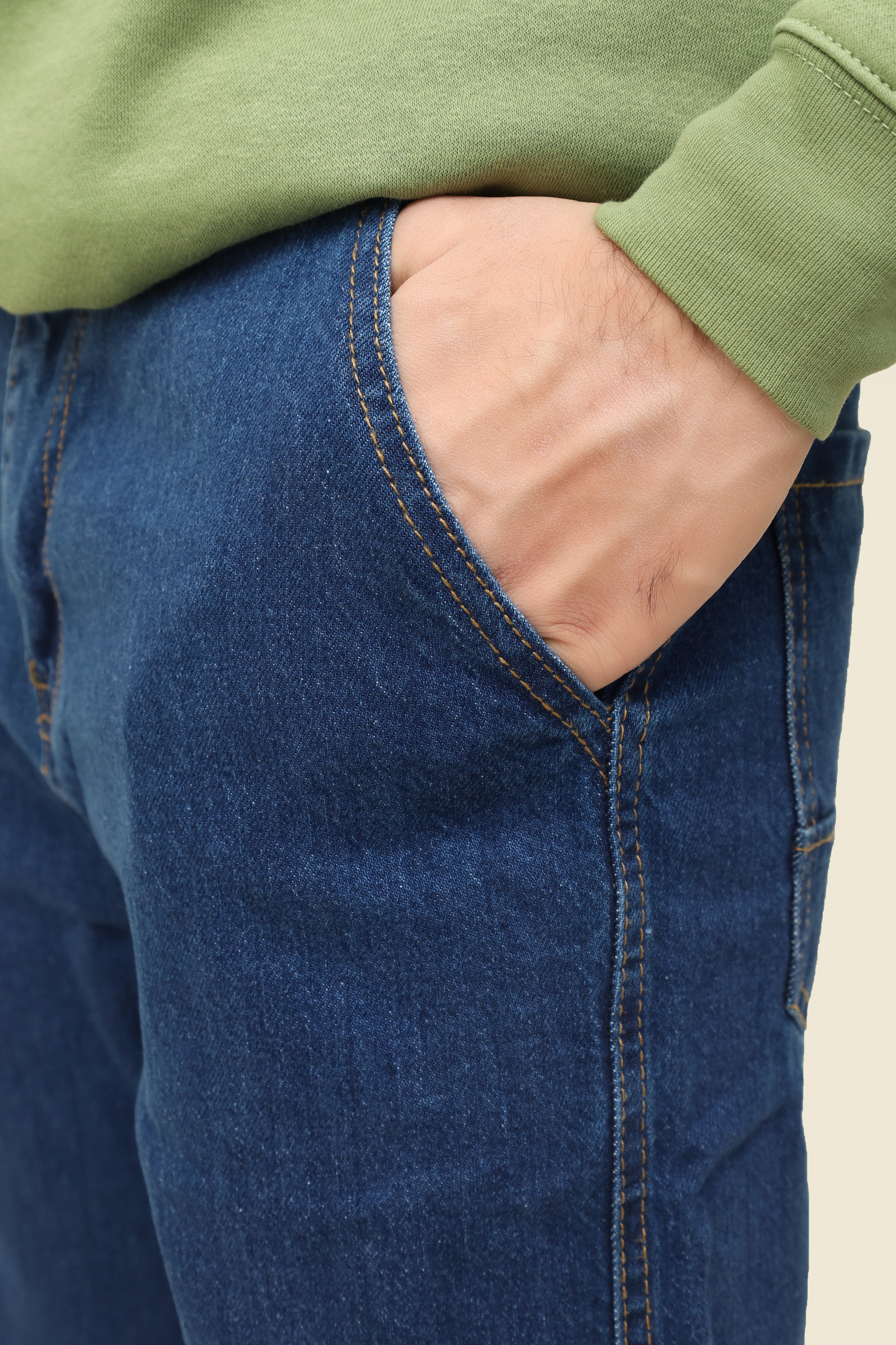 Relaxed Fit Blue Denim Cargo Jeans