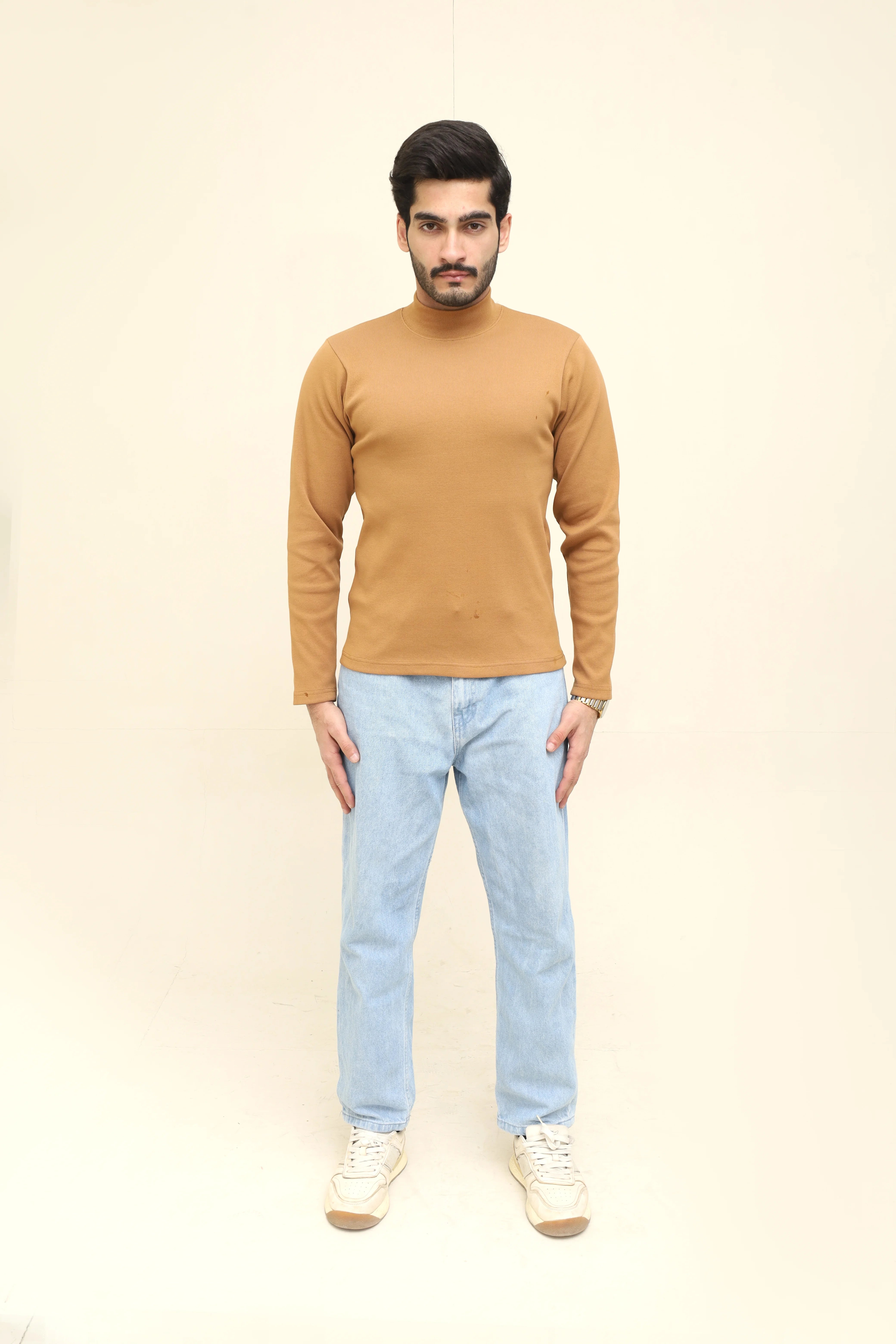 Men's Camel Turtle Neck Shirt