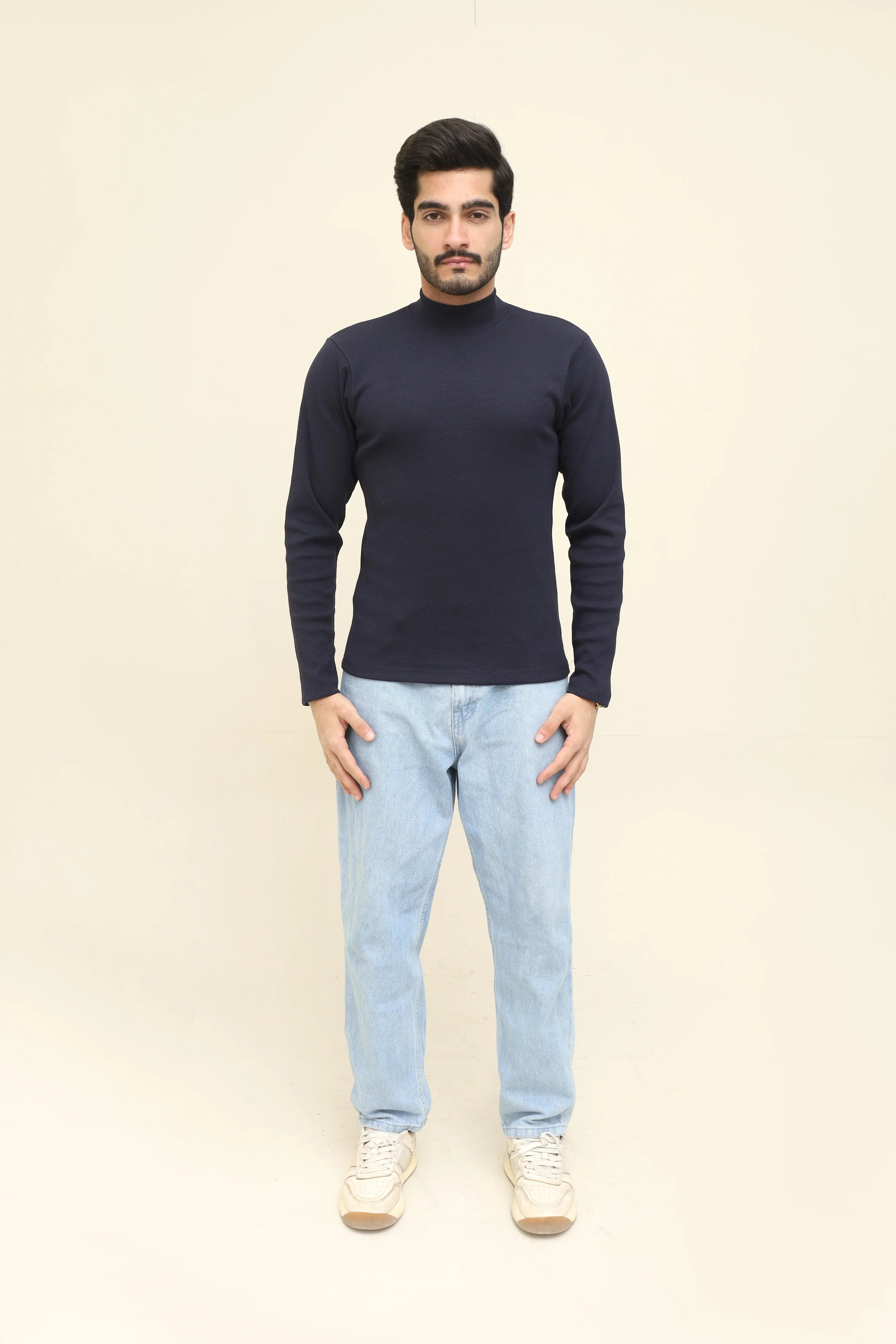 Men's Navy Blue Turtle Neck Shirt