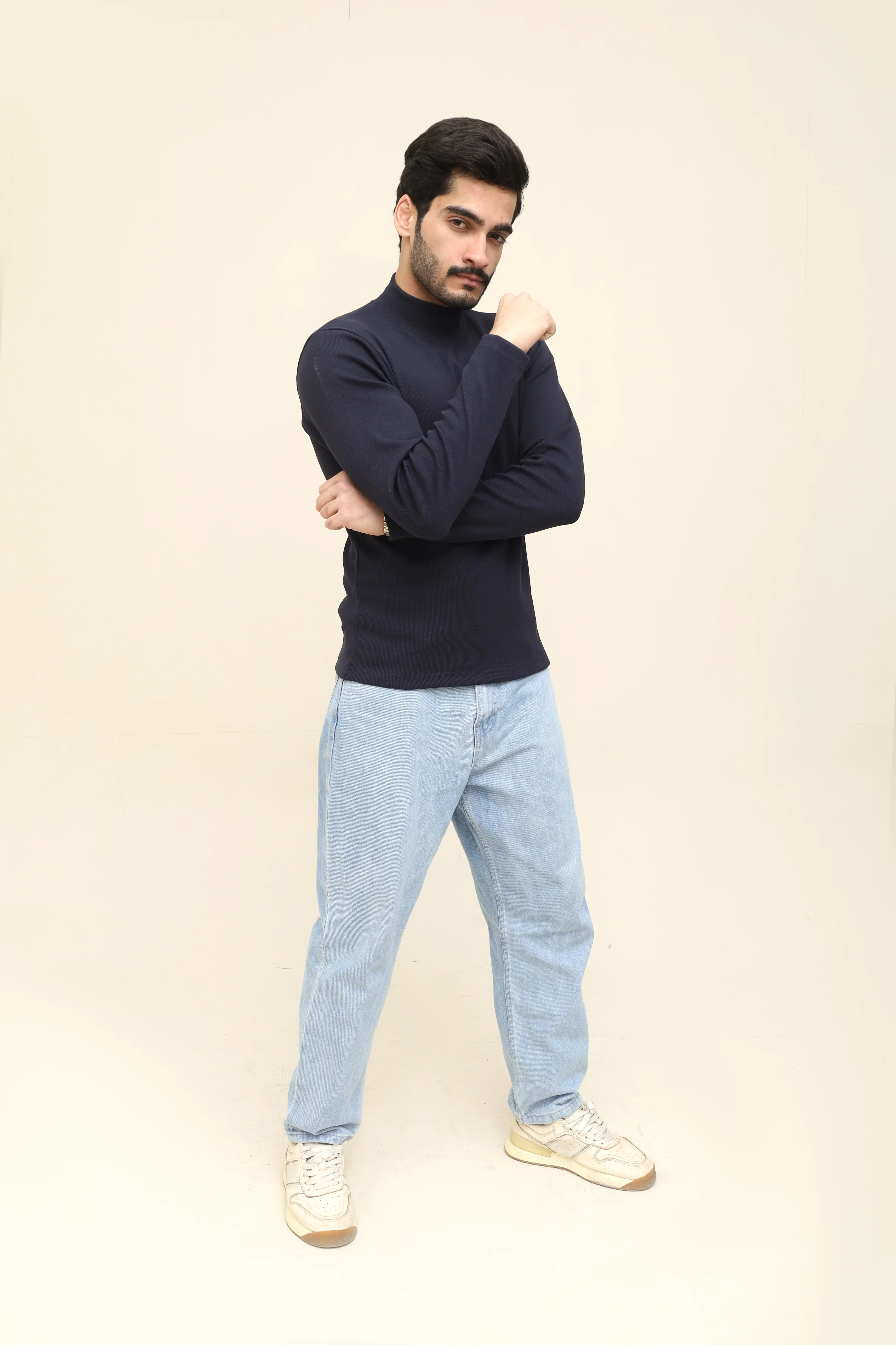 Men's Navy Blue Turtle Neck Shirt