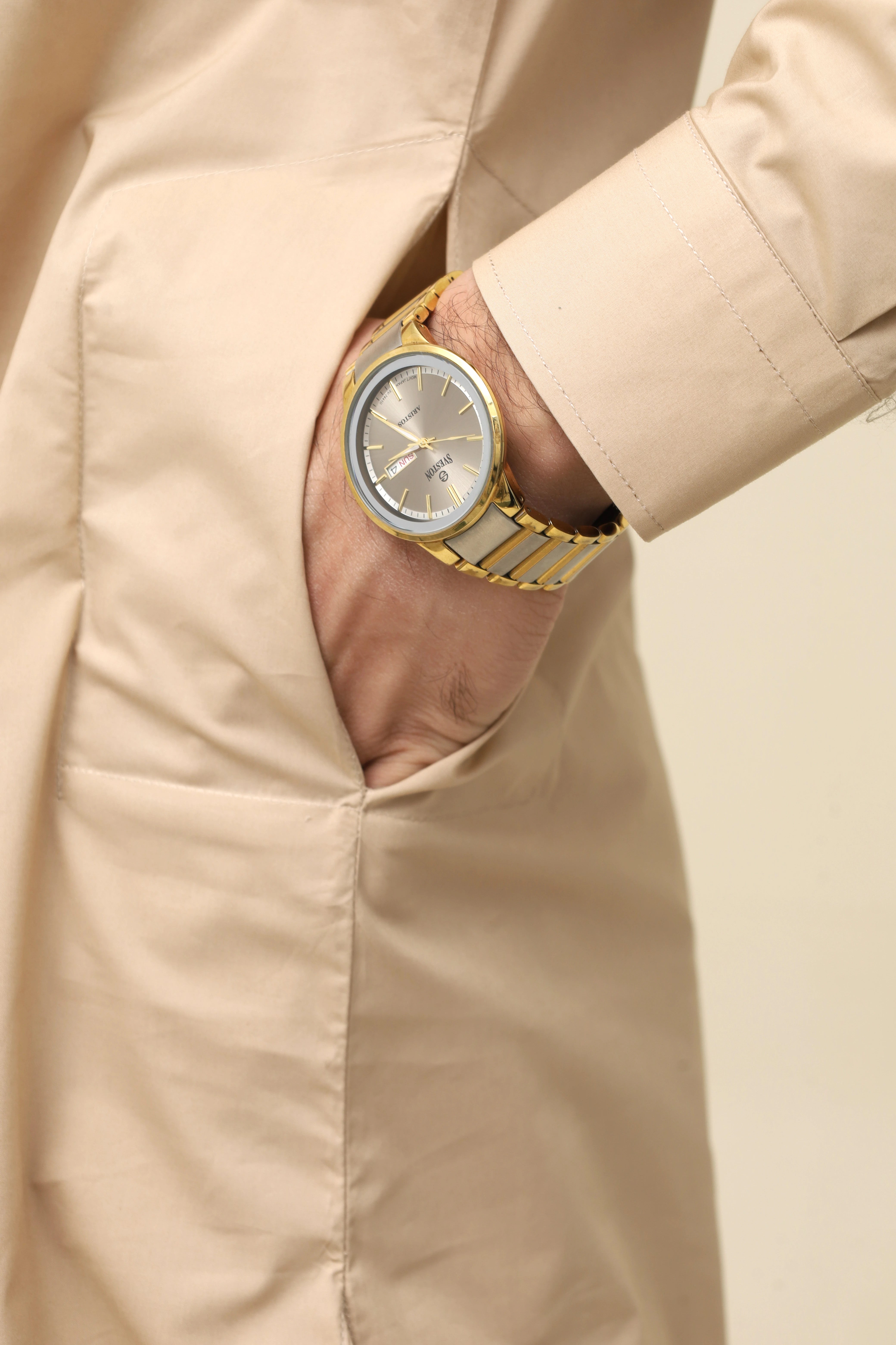 The Embroidered Beige Cotton Kurta Shalwar