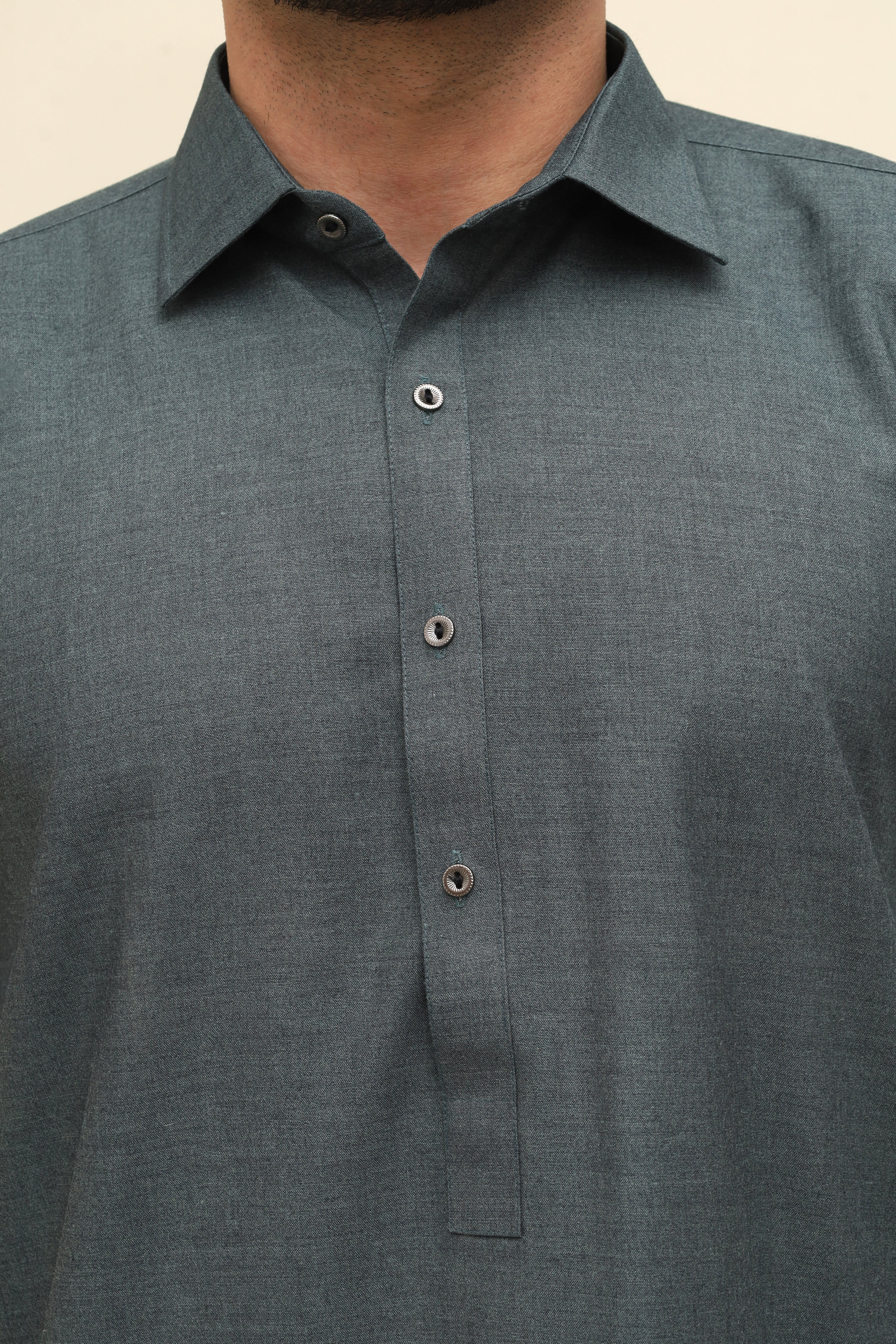 Slate Grey Collar Wash & Wear Shalwar Kameez