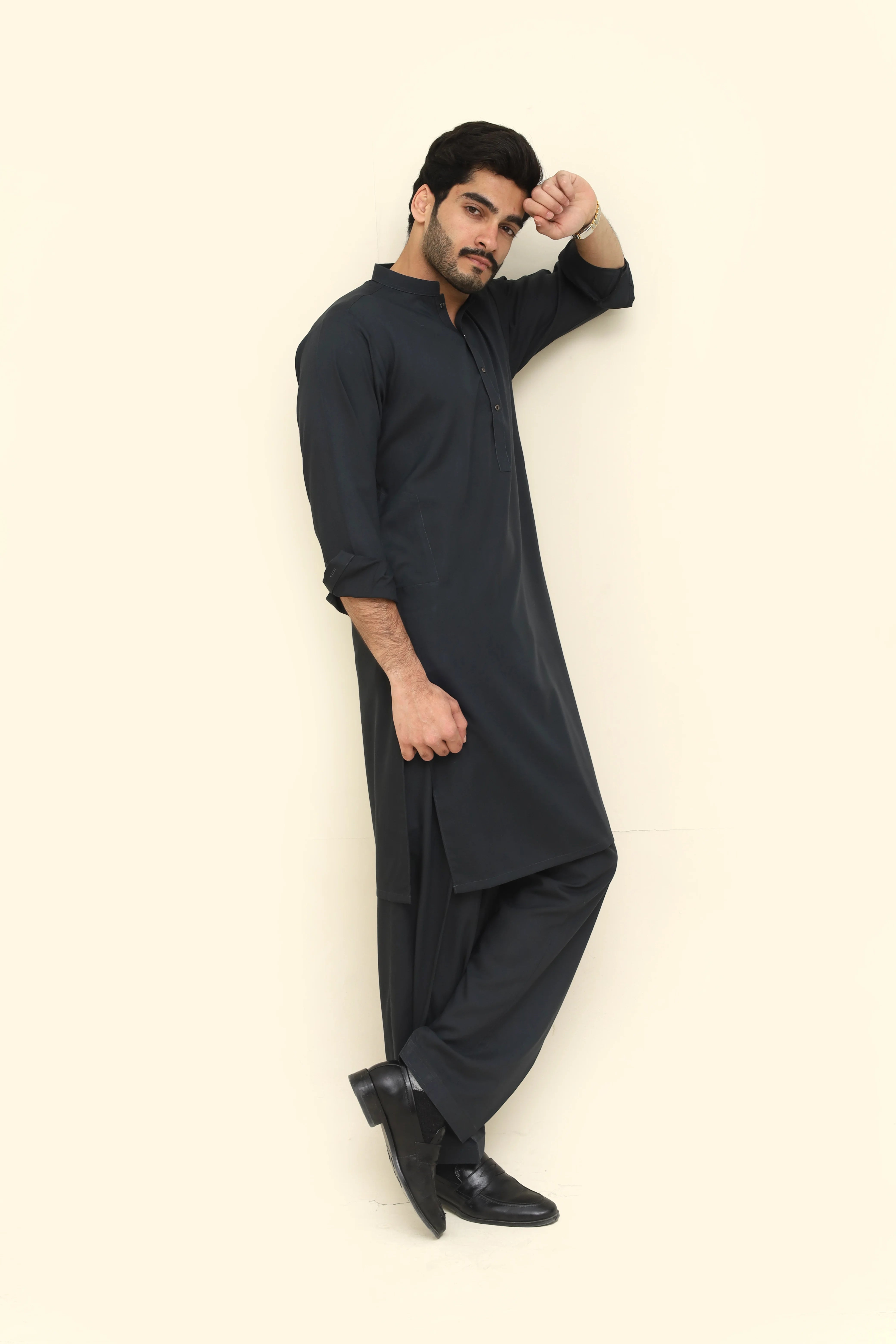 Deep Slate Grey Men's Cotton Shalwar Kameez