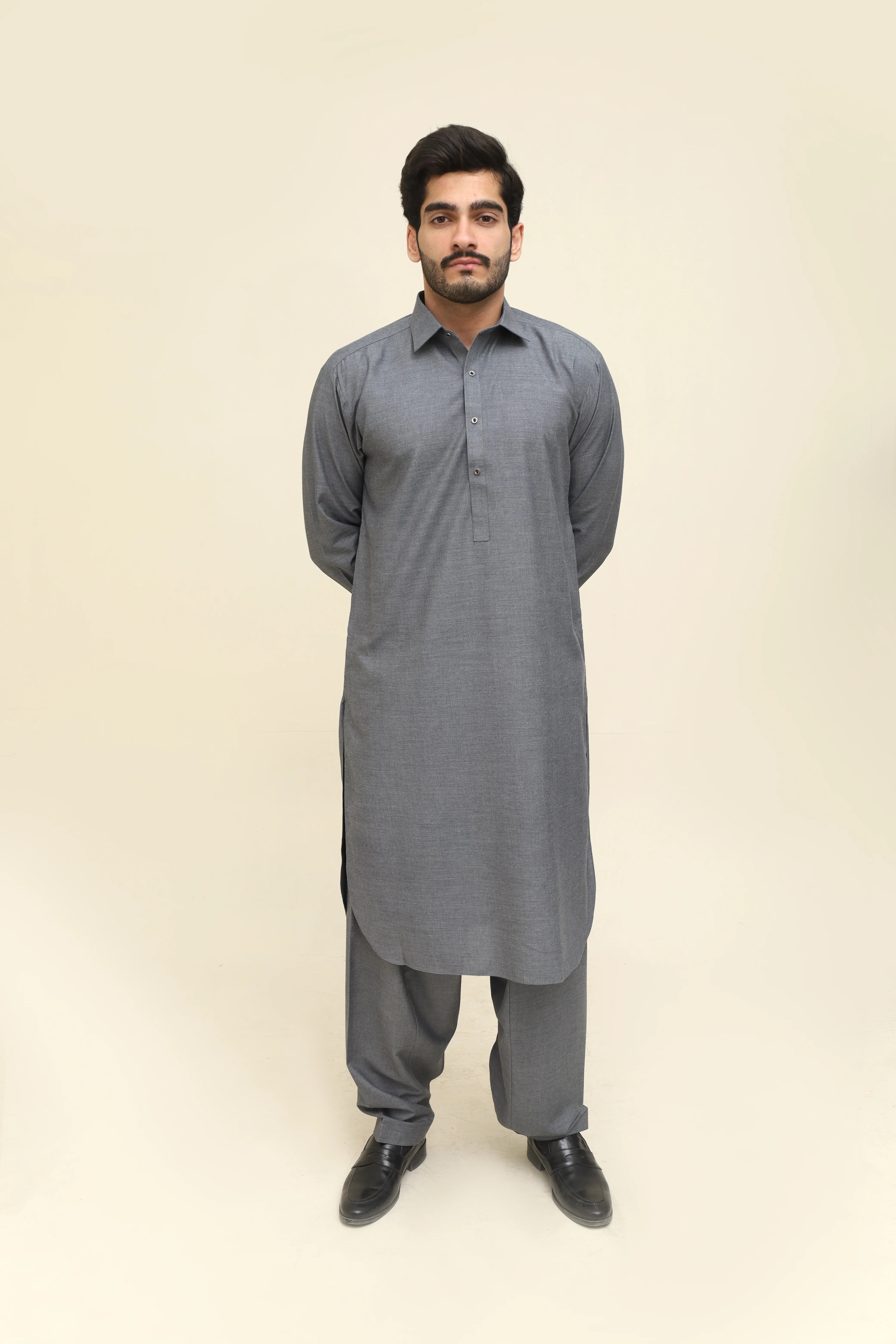 Dark Grey Wash & Wear Shalwar Kameez