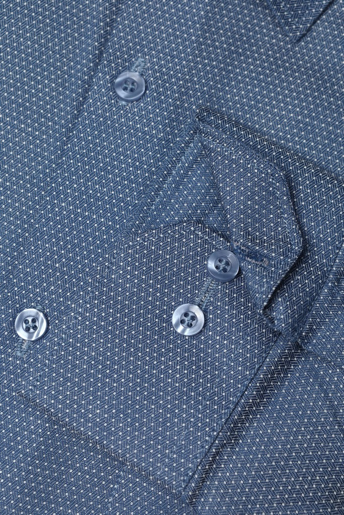 Micro-Pattern Slate Blue Dress Shirt