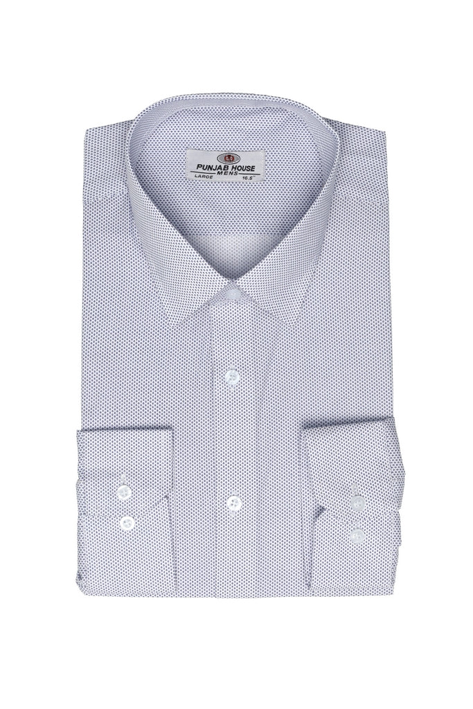 Navy Micro-Dot Geometric Dress Shirt