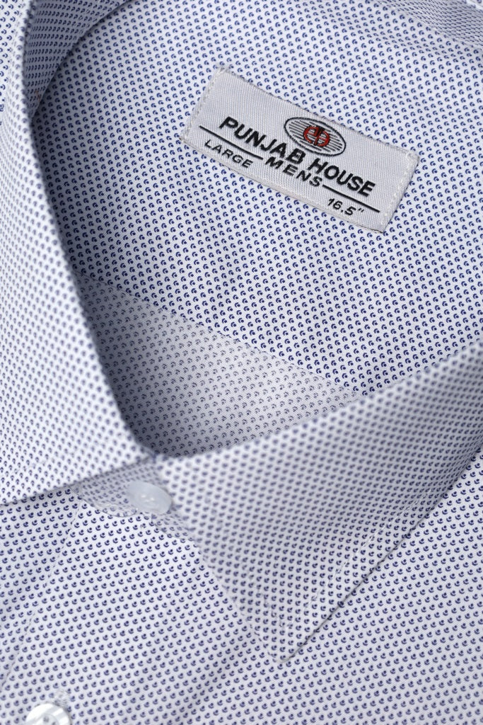 Navy Micro-Dot Geometric Dress Shirt