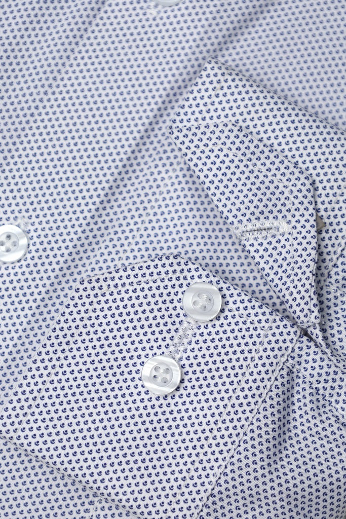 Navy Micro-Dot Geometric Dress Shirt
