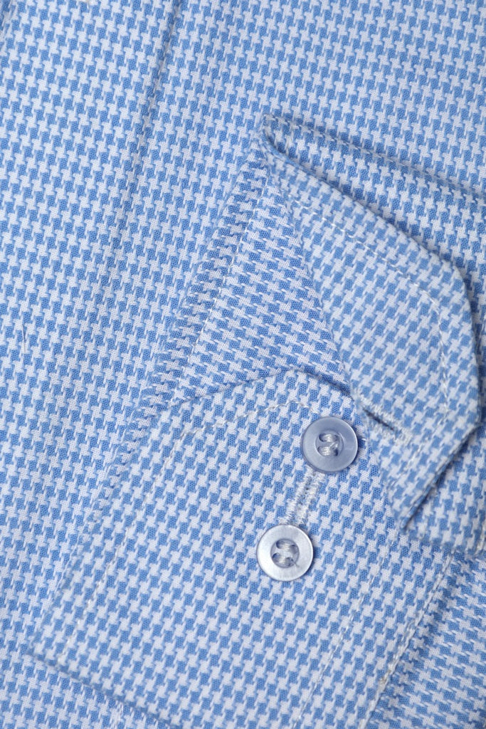 Sky Blue Houndstooth Check Dress Shirt