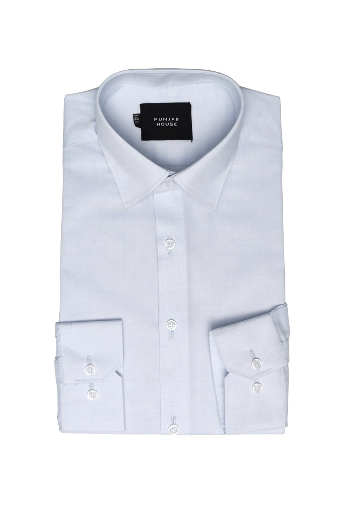 Ice Blue Micro-Dobby Dress Shirt