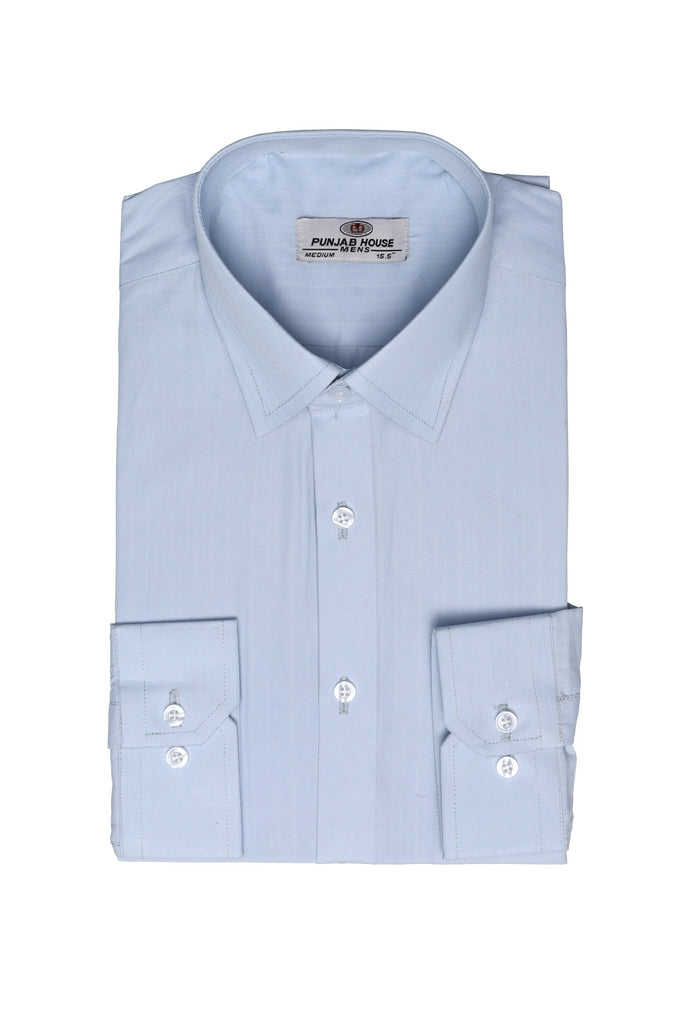 Pale Blue Shadow-Stripe Dress Shirt