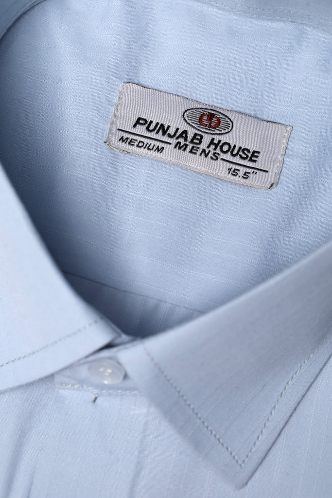 Pale Blue Shadow-Stripe Dress Shirt