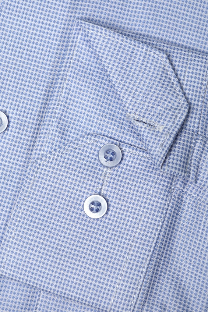 Sky Blue Micro-Gingham Dress Shirt