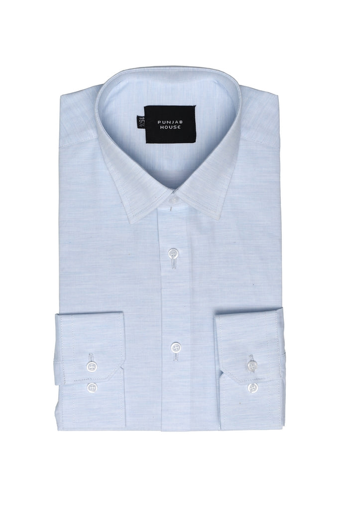 Powder Blue Textured Melange Dress Shirt