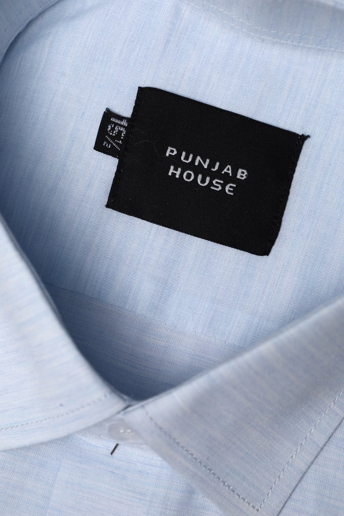 Powder Blue Textured Melange Dress Shirt
