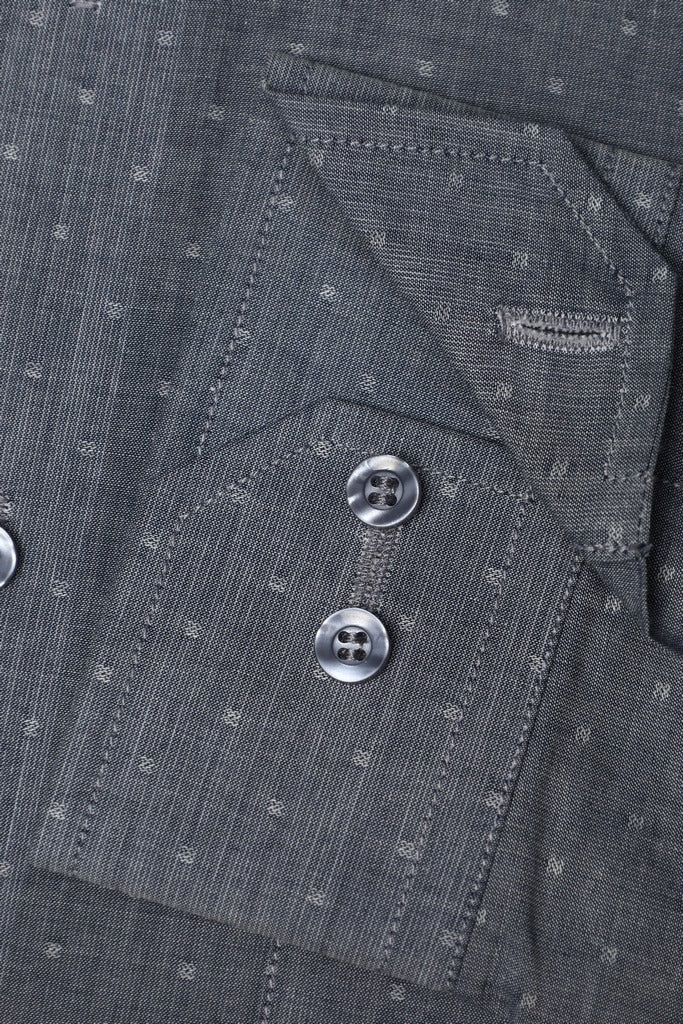 Charcoal Micro-Pattern Geometric Shirt