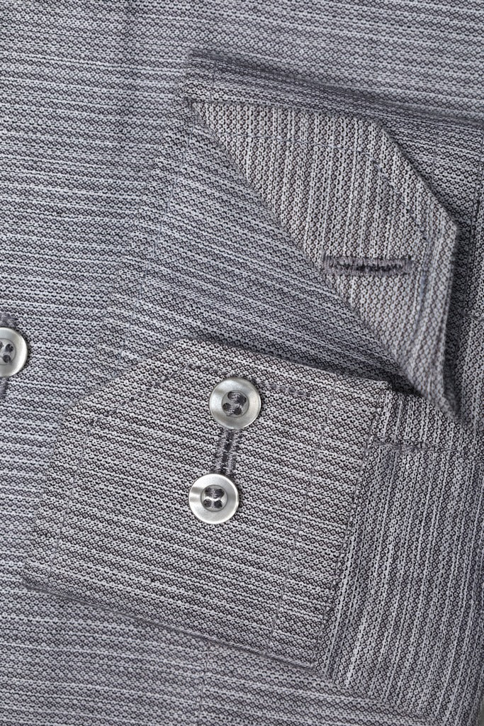 Slate Grey Linear-Textured Dress Shirt