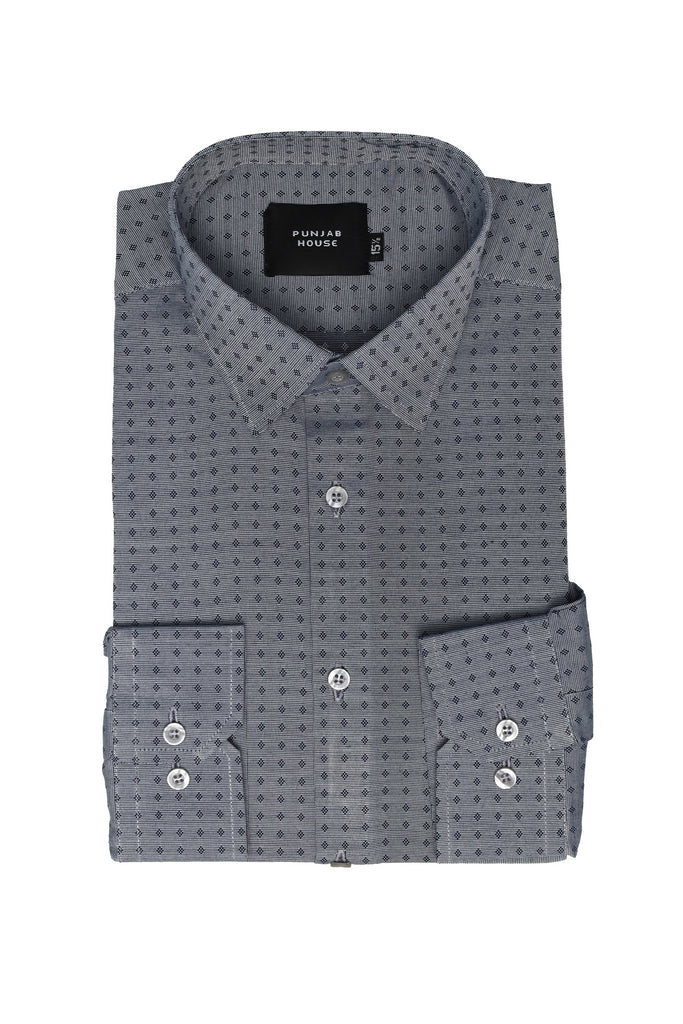 Graphite Diamond-Print Executive Shirt