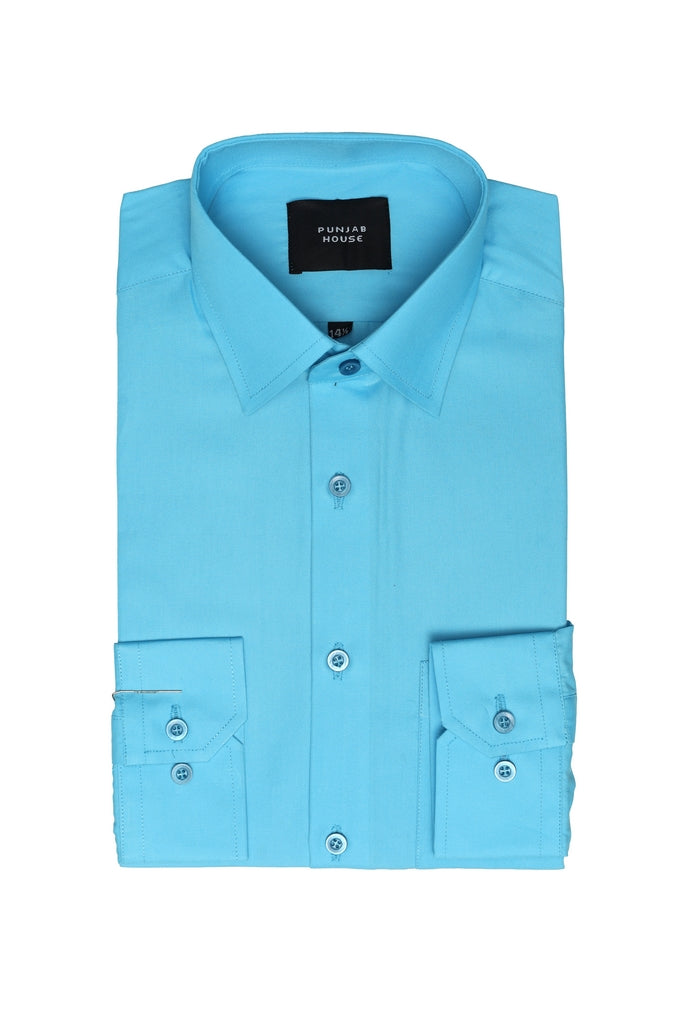 Vibrant Cyan Essential Dress Shirt