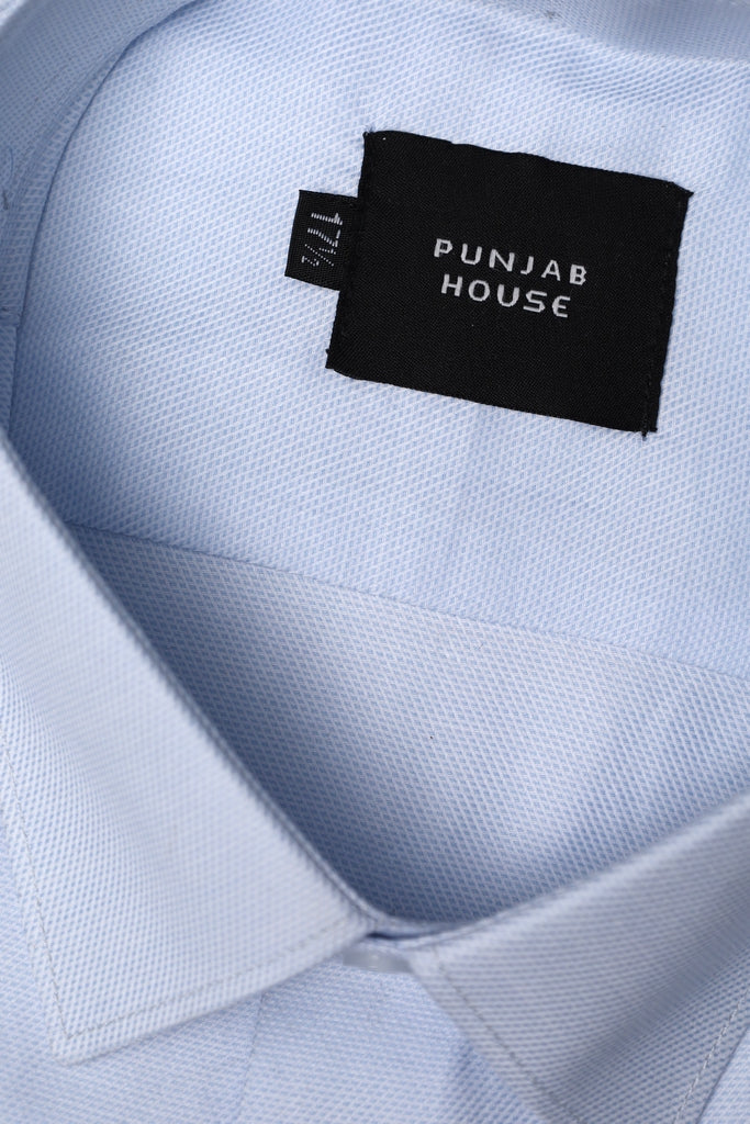 Navy Blue Micro-Diamond Texture Shirt