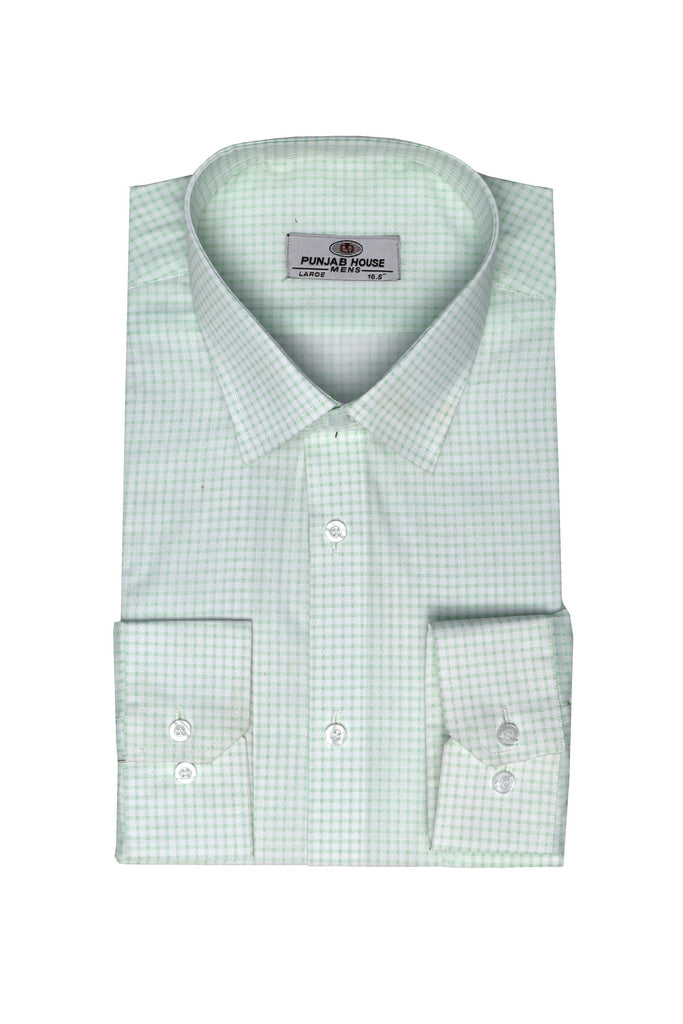 Mint Green Micro-Gingham Dress Shirt