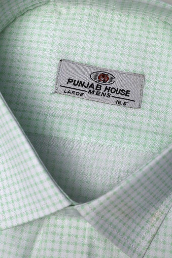 Mint Green Micro-Gingham Dress Shirt